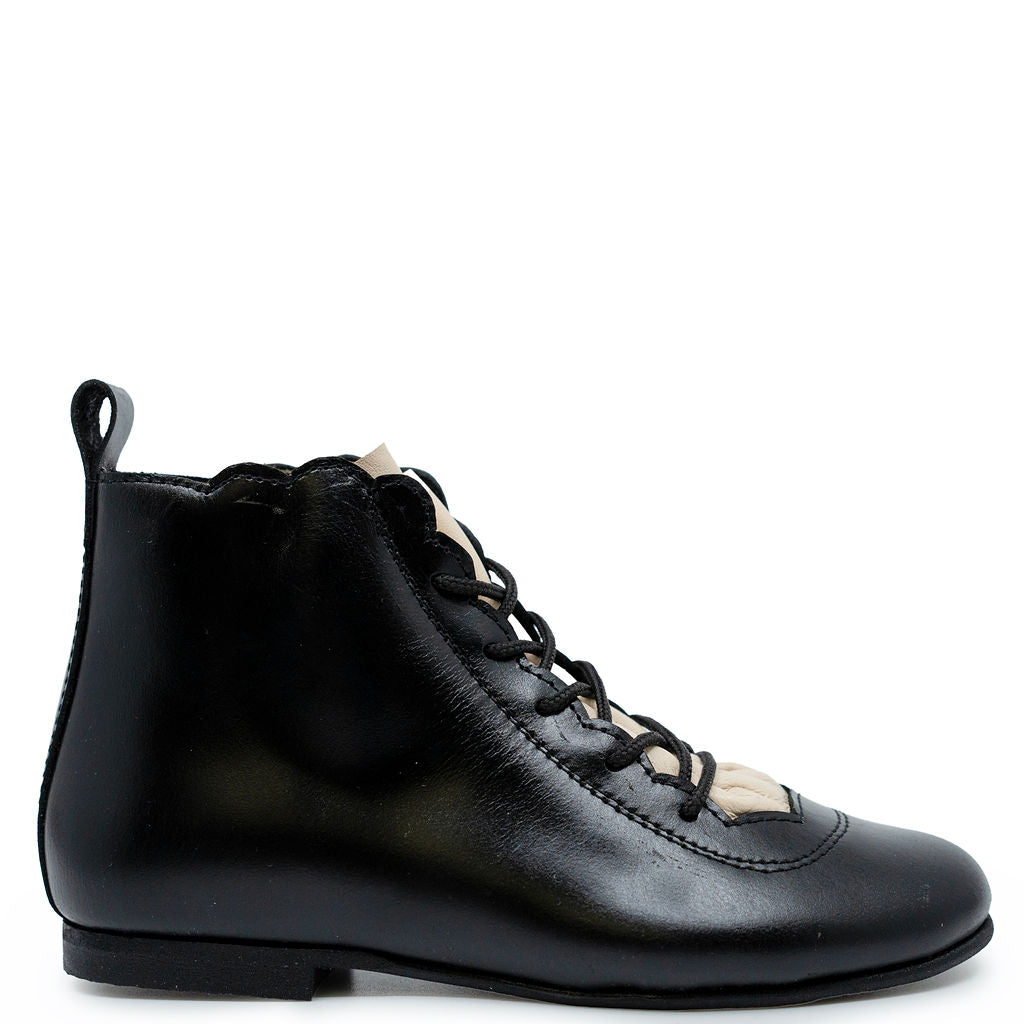 Sonatina Black Scalloped Lace Bootie-Tassel Children Shoes