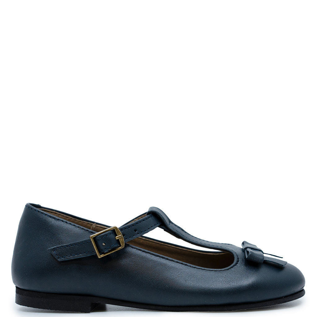Sonatina Navy Bow T Strap Mary Jane-Tassel Children Shoes