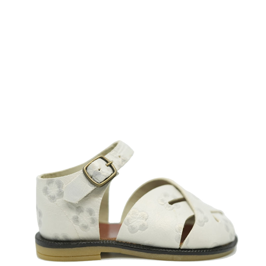 Pepe Cream Flower Criss Cross Baby Sandal-Tassel Children Shoes