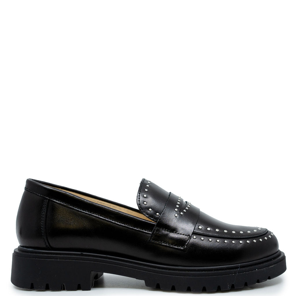 Andanines Black Studded Penny Loafer-Tassel Children Shoes