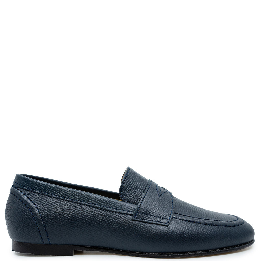 Spain+Co Navy Pebbled Penny Dress Shoe