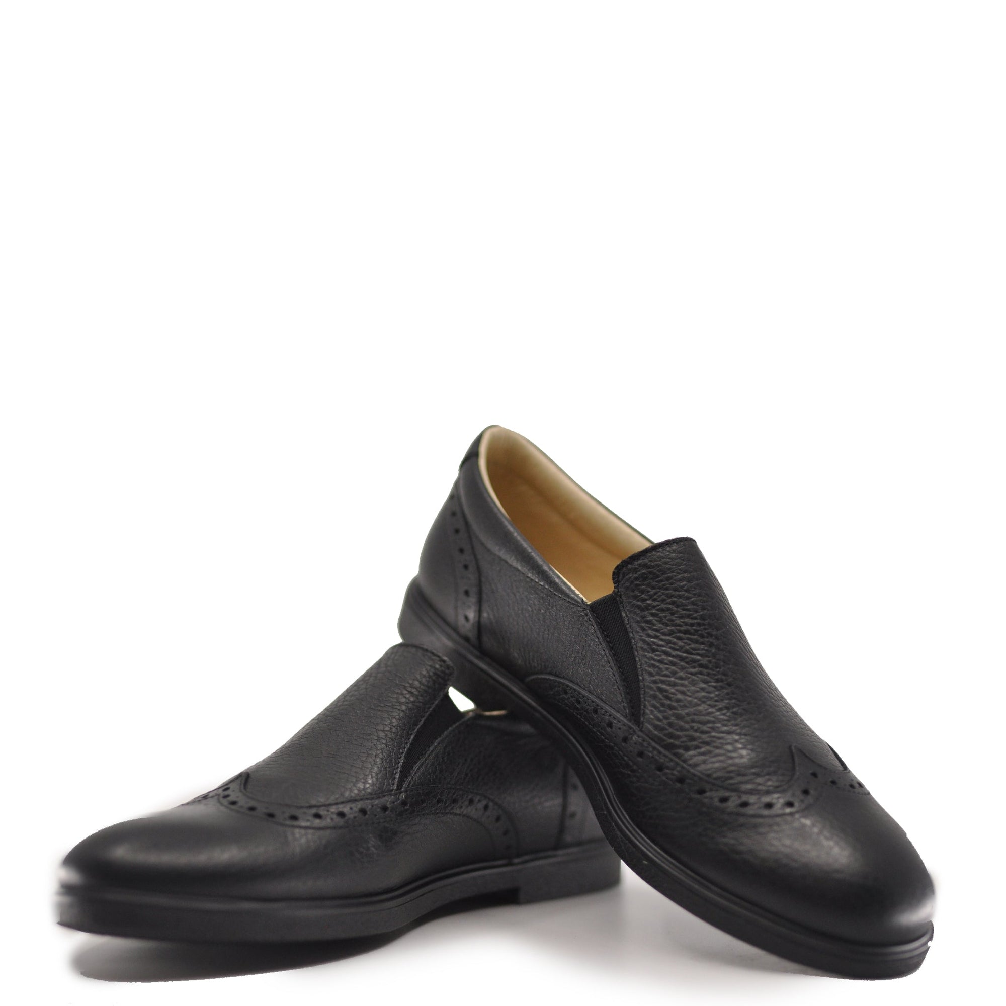 Blublonc Black Pebbled Wingtip Dress Shoe-Tassel Children Shoes