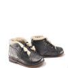 Emel Black Leather Fur Trim Baby Bootie-Tassel Children Shoes