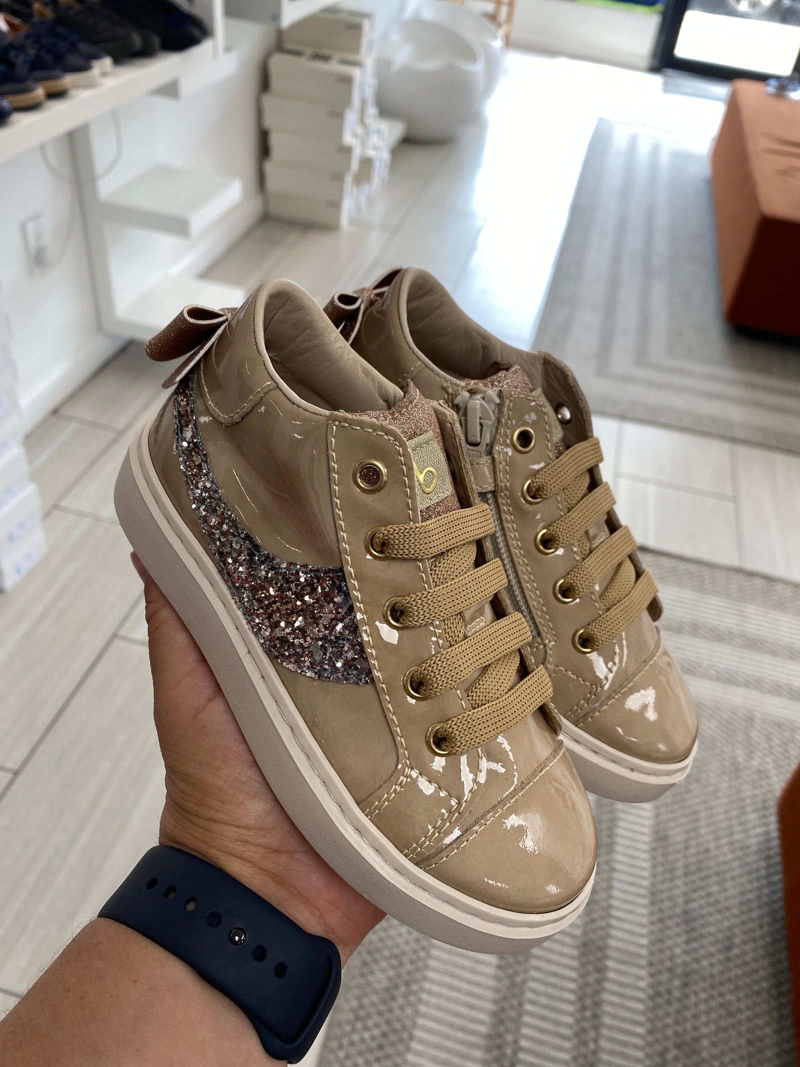 Beberlis Patent Bow Zipper Sneaker-Tassel Children Shoes