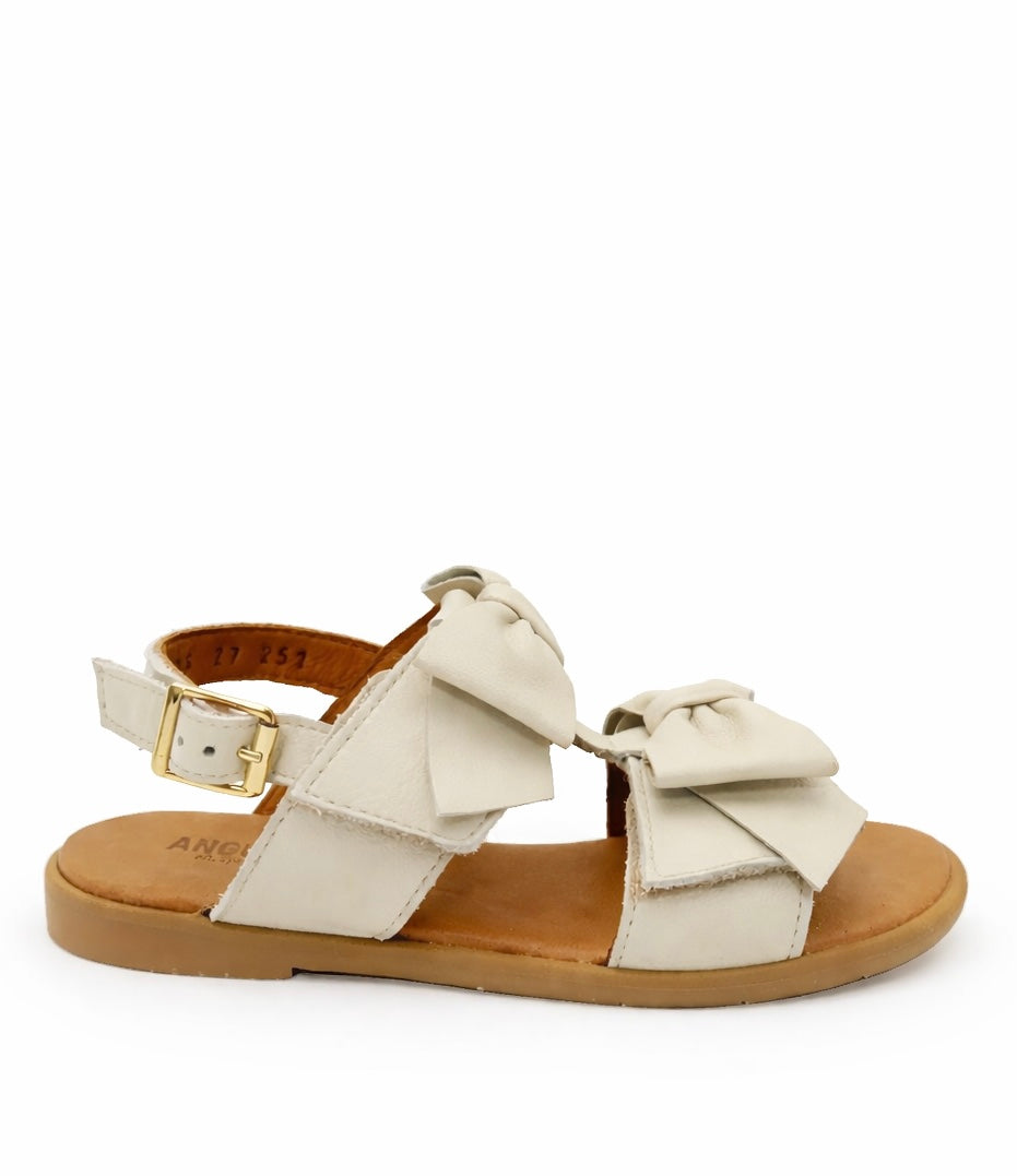 Angulus Ivory Bow Sandal-Tassel Children Shoes