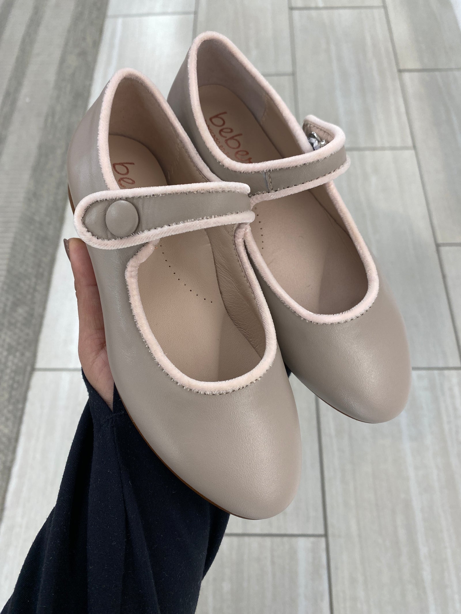 Beberlis Taupe and Pink Mary Jane-Tassel Children Shoes