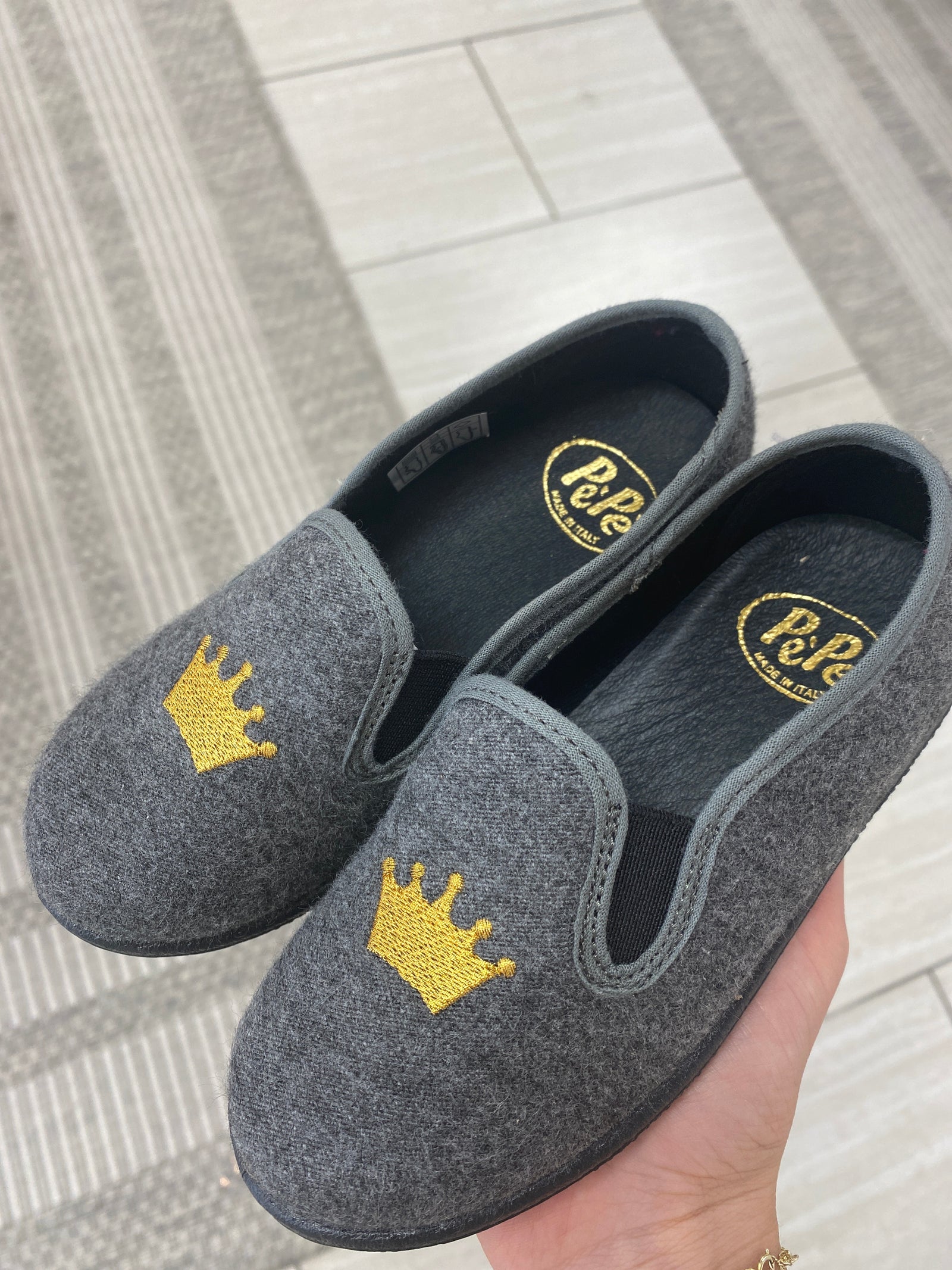 Pepe Gray Wool Crown Loafer-Tassel Children Shoes