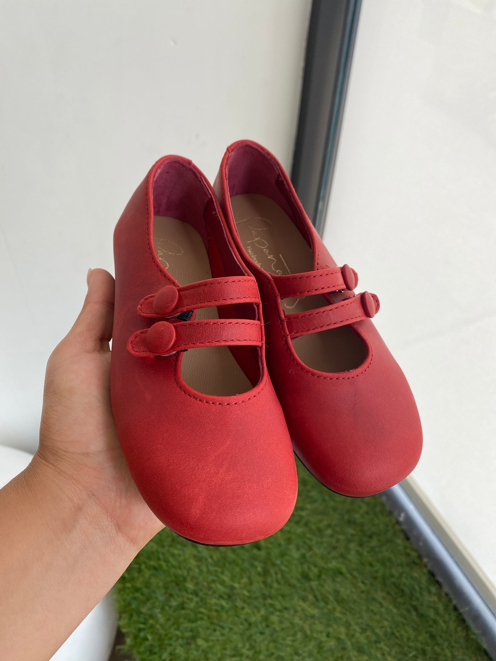 Papanatas Red Double Strap Mary Jane-Tassel Children Shoes