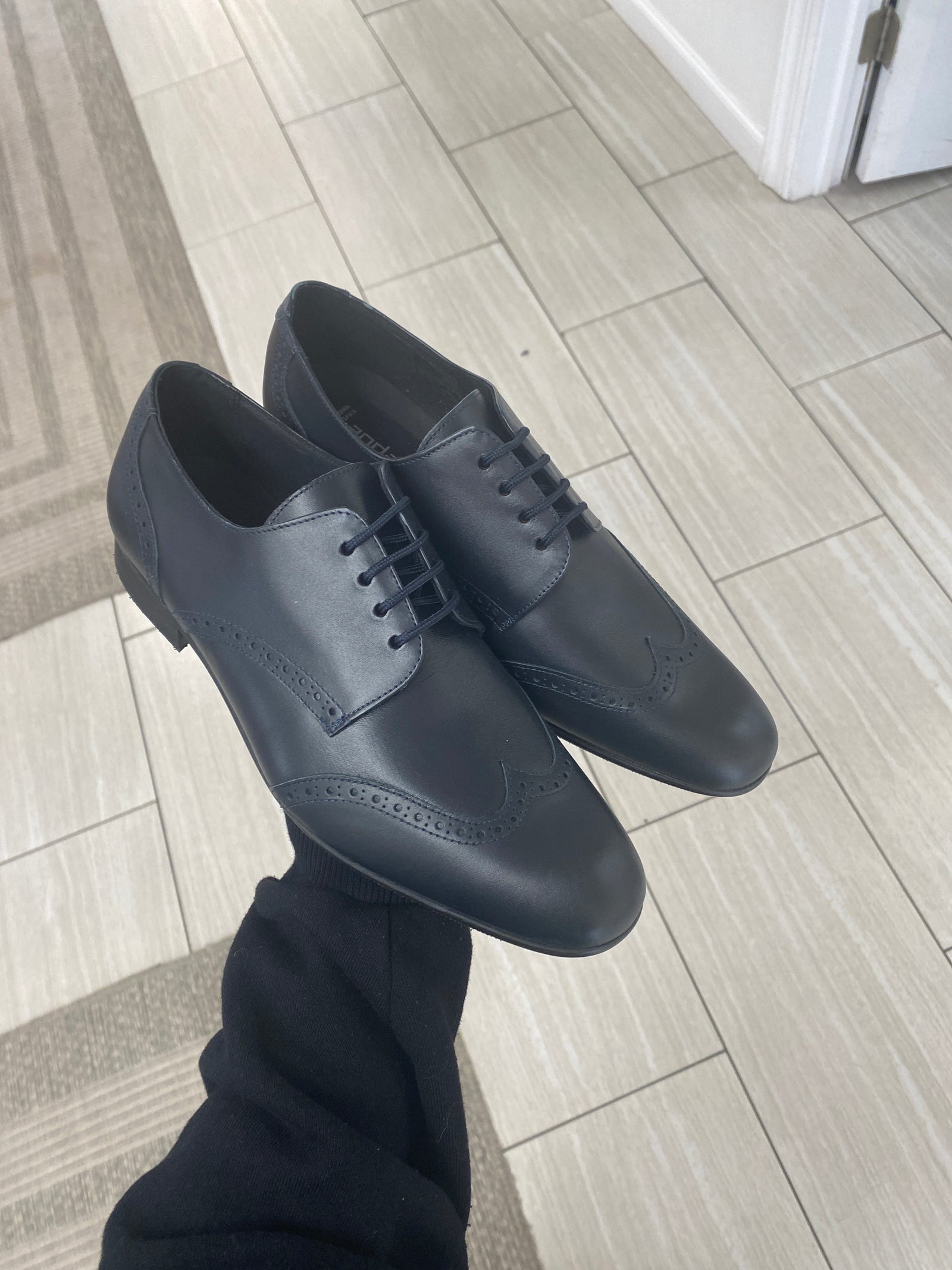 Andanines Navy Wingtip Lace Shoe-Tassel Children Shoes