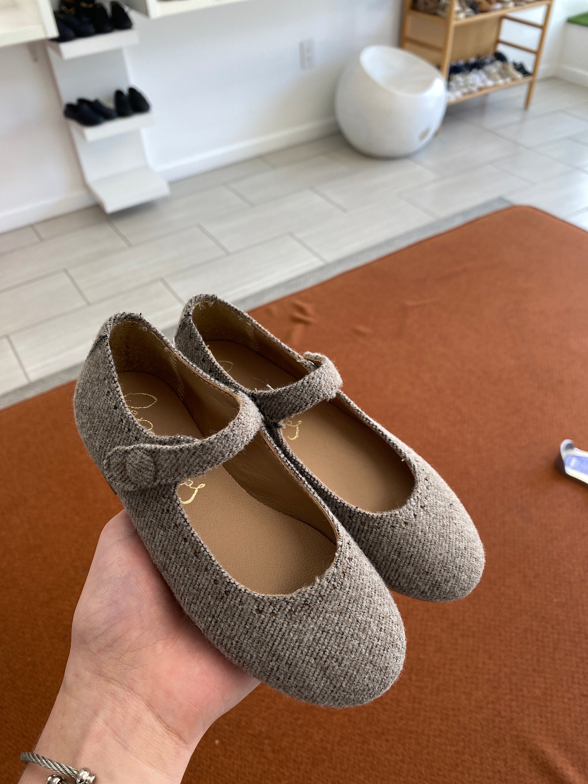 Papanatas Biscuit Wool Mary Jane-Tassel Children Shoes