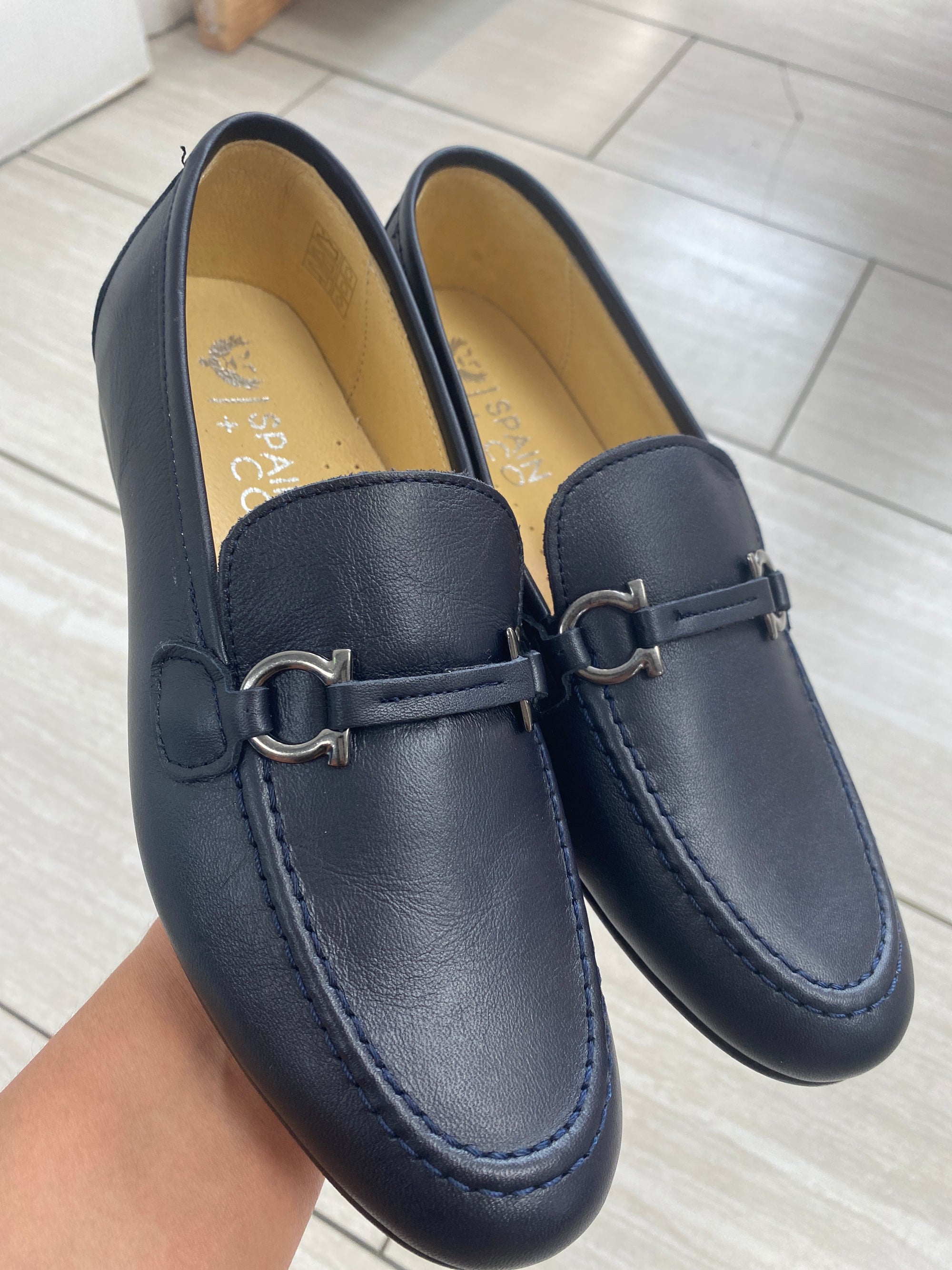 Spain+Co Navy Toggle Dress Shoe-Tassel Children Shoes