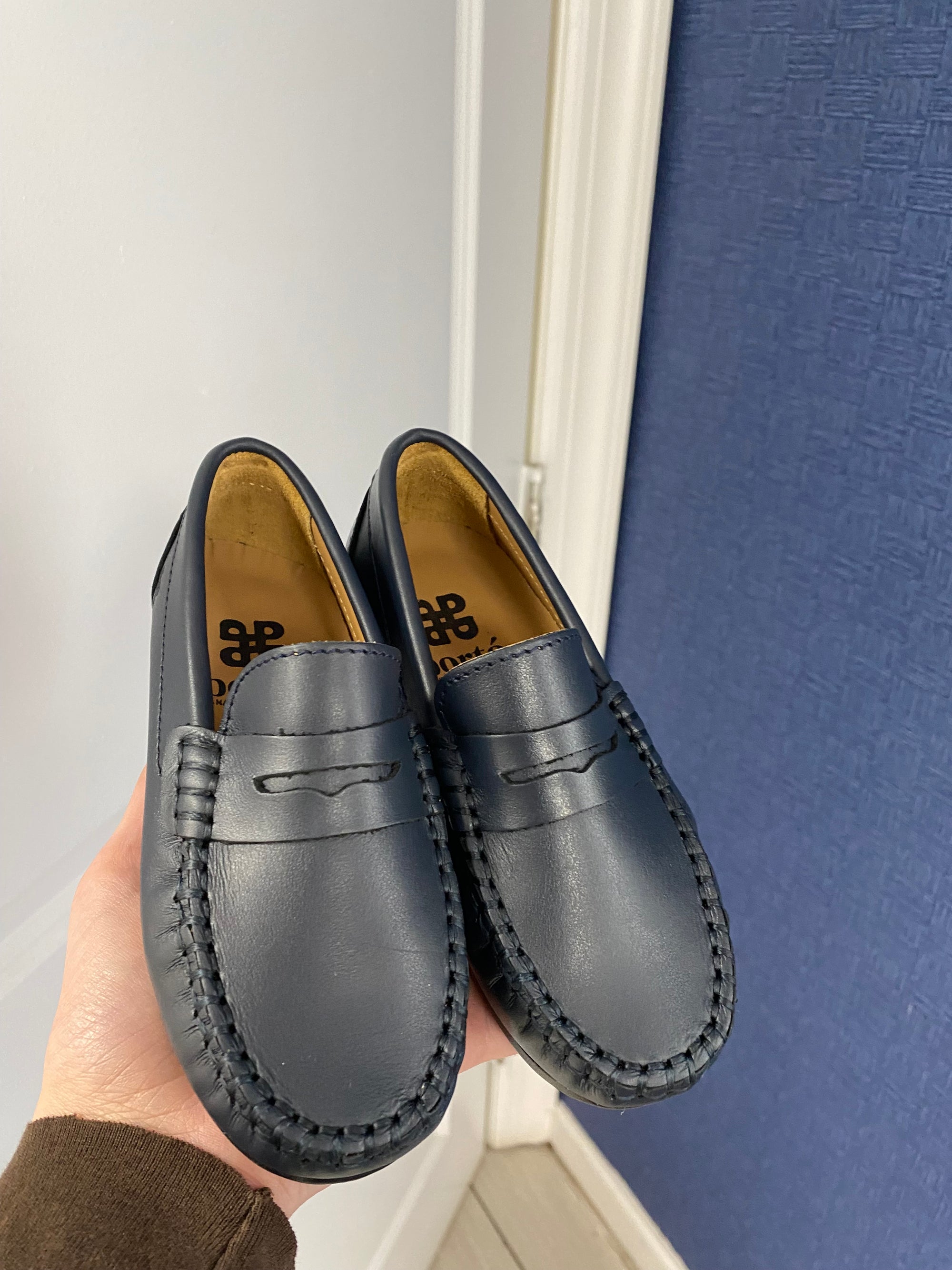 Porte Navy Leather Penny Loafer-Tassel Children Shoes