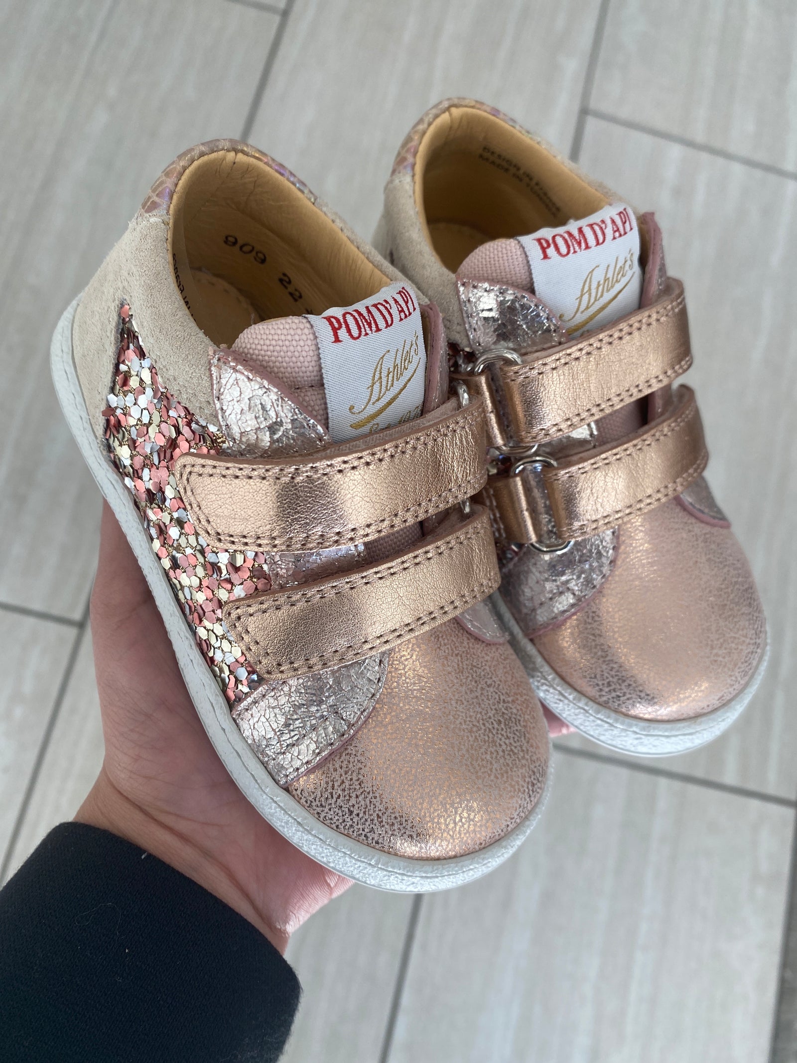 Pom D'Api Pink Glitter Baby sneaker-Tassel Children Shoes