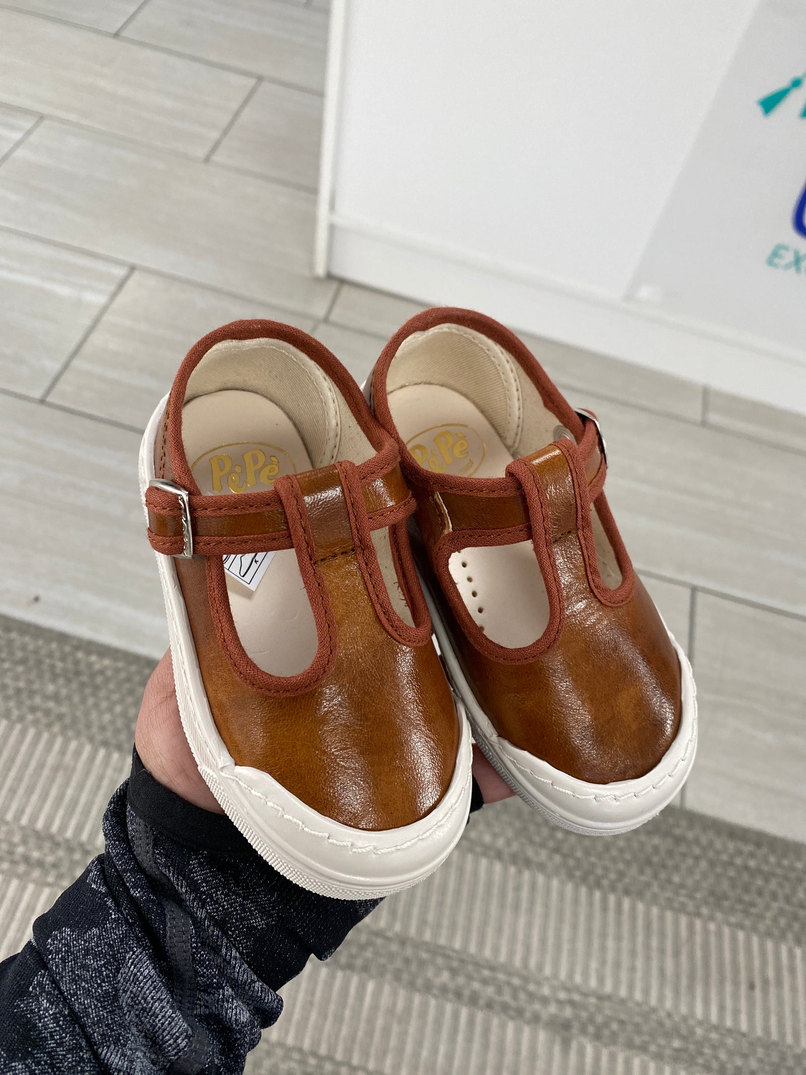 Pepe Vintage Brown T Strap-Tassel Children Shoes