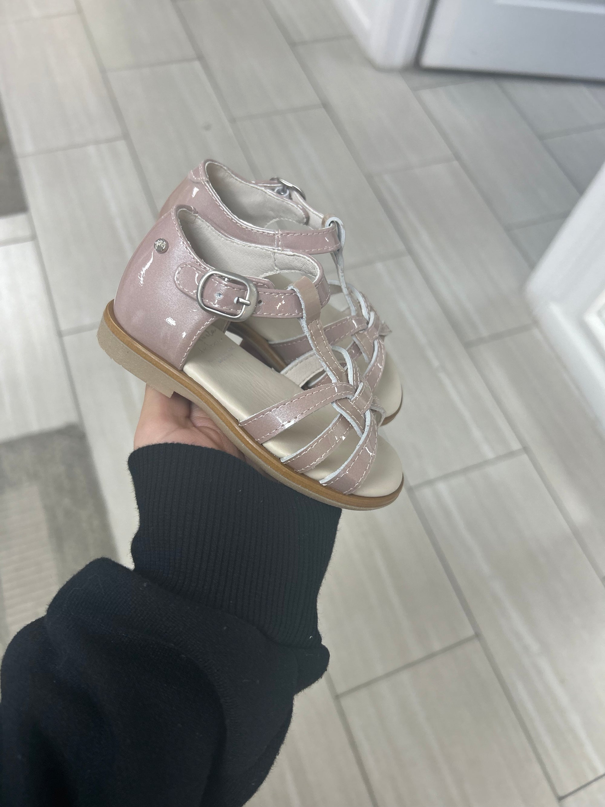 Manuela Blush Patent Loop Baby Sandal-Tassel Children Shoes