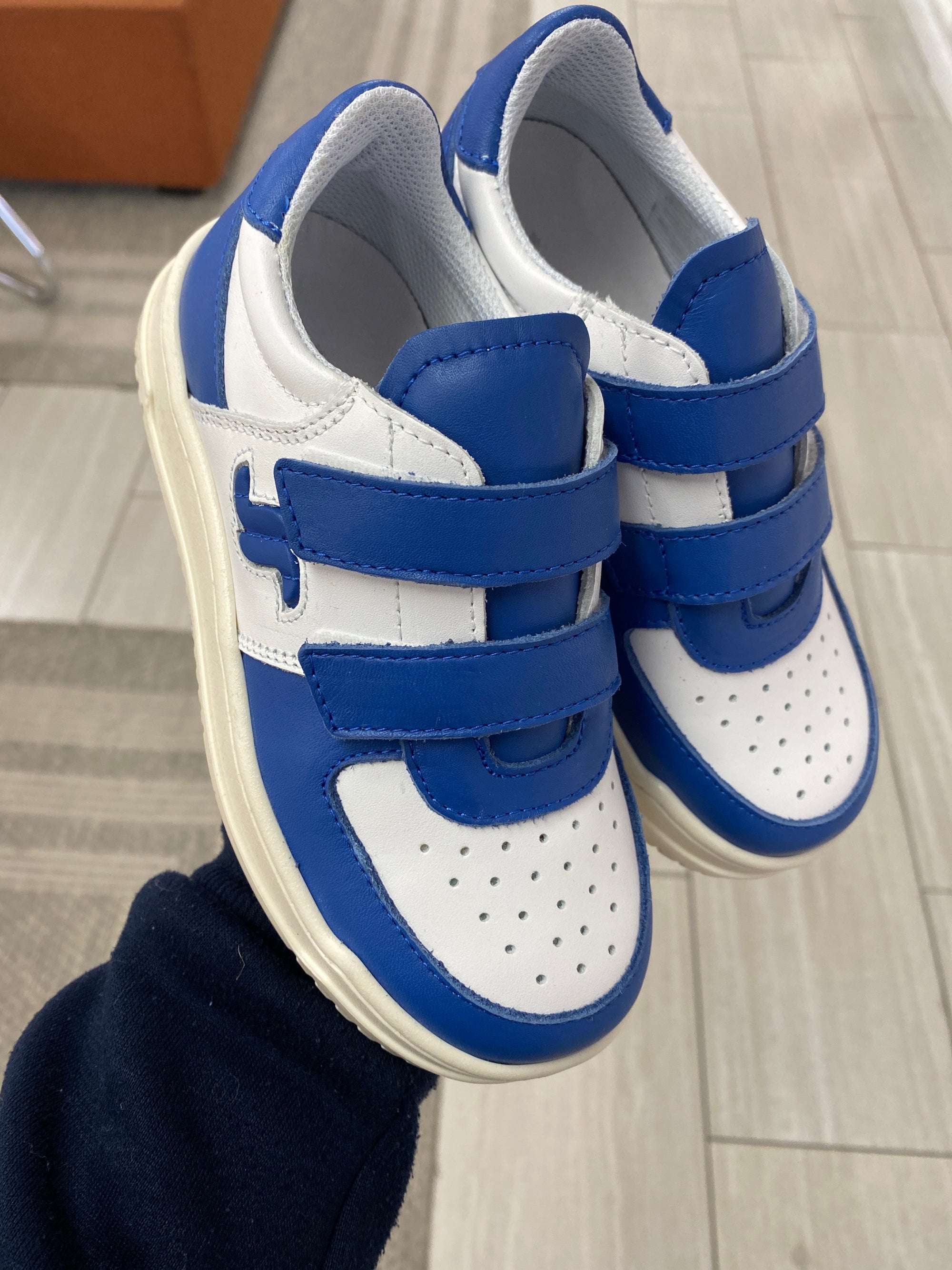 Jacadi Blue and White Velcro Sneaker-Tassel Children Shoes