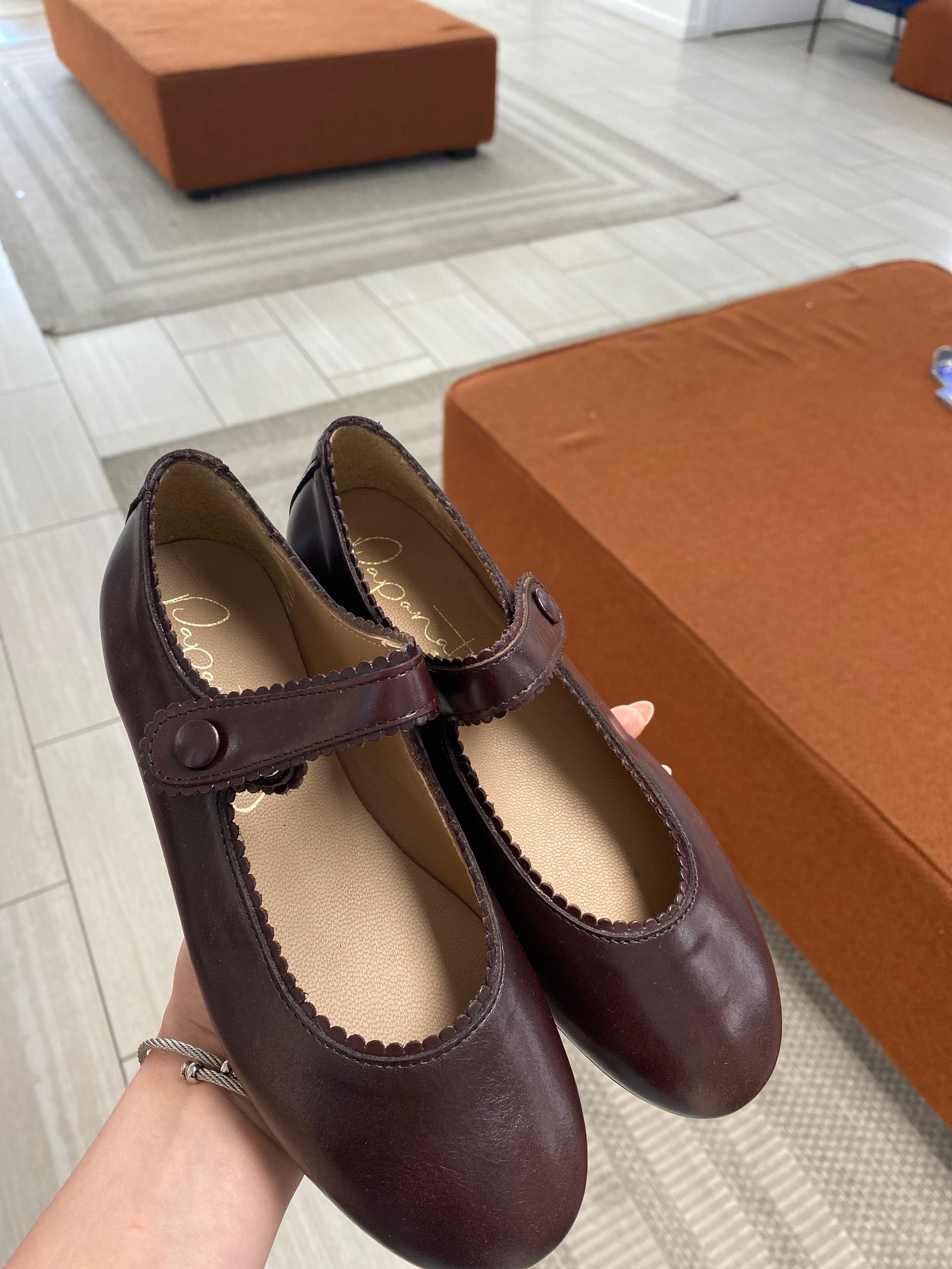 Papanatas Brown Scalloped Mary Jane-Tassel Children Shoes