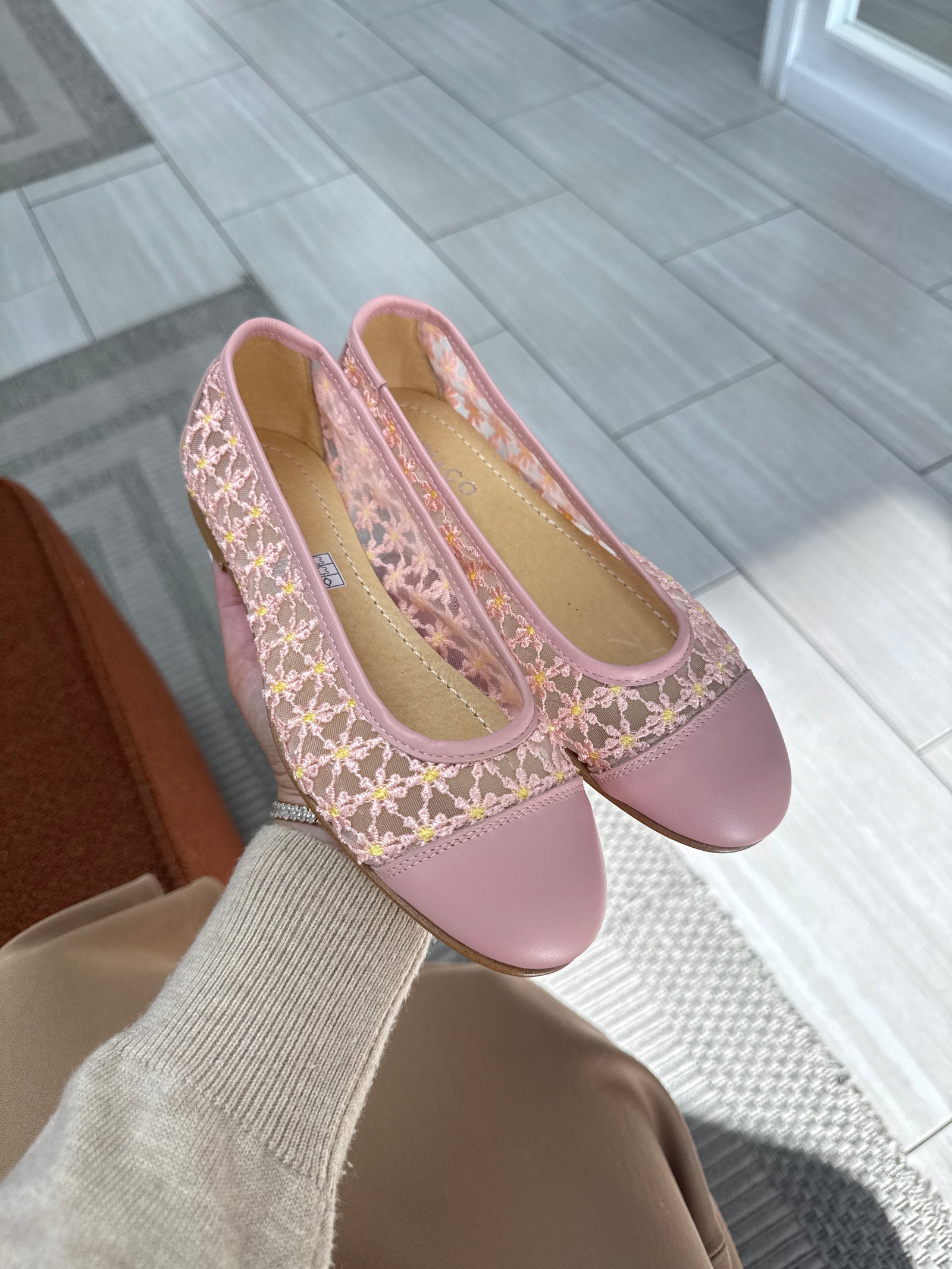 Spain+Co Pink Daisy Ballet Flat-Tassel Children Shoes