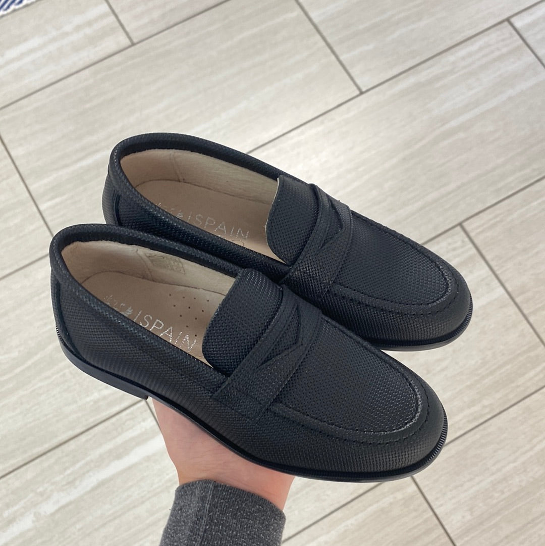 Spain+Co Black Textured Penny Dress Shoe 40 Spain+Co Black Textured Penny Dress Shoe 40