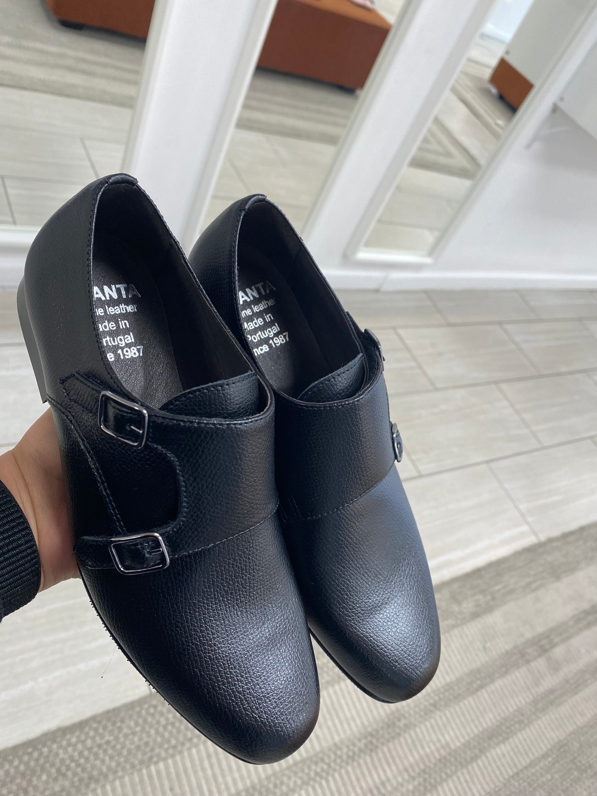 Atlanta Mocassin Black Pebbled Double Monk Dress Shoe-Tassel Children Shoes