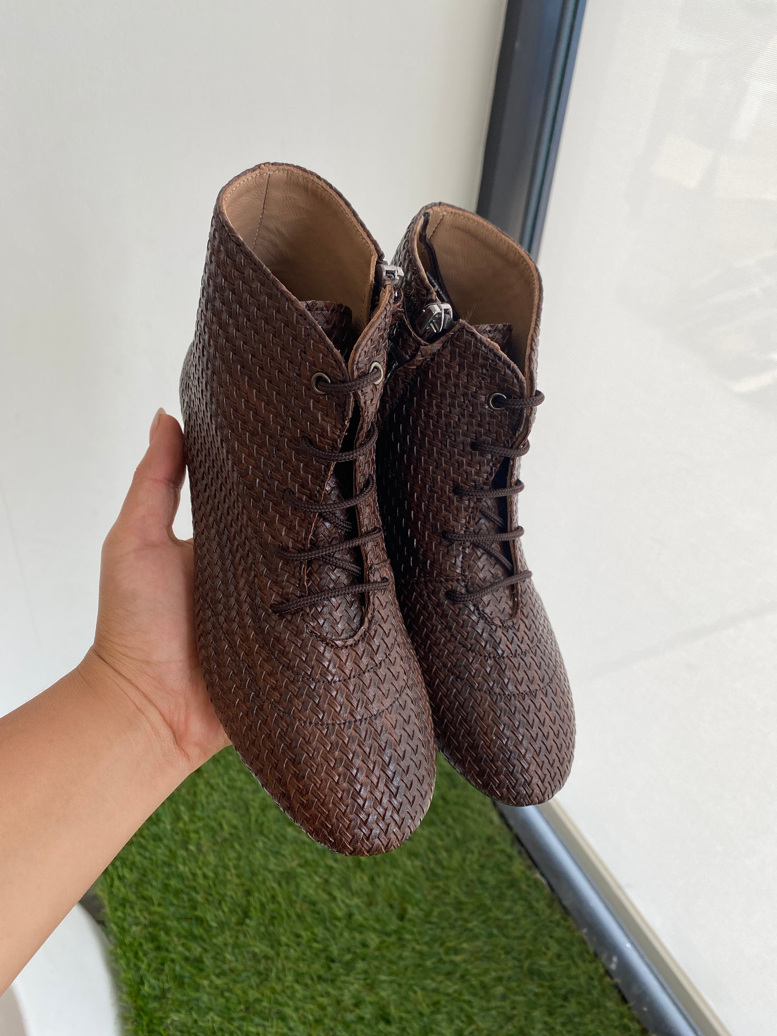 Papanatas Brown Weave Leather Dress Bootie-Tassel Children Shoes