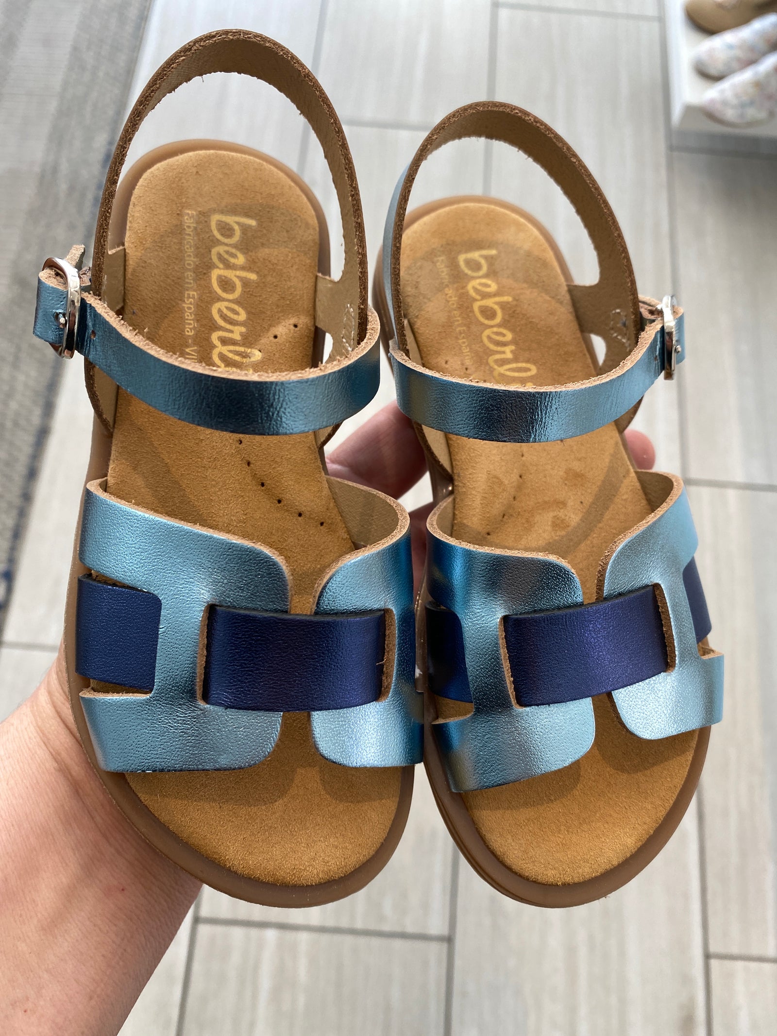 Beberlis Metallic Blue Buckle Sandal-Tassel Children Shoes