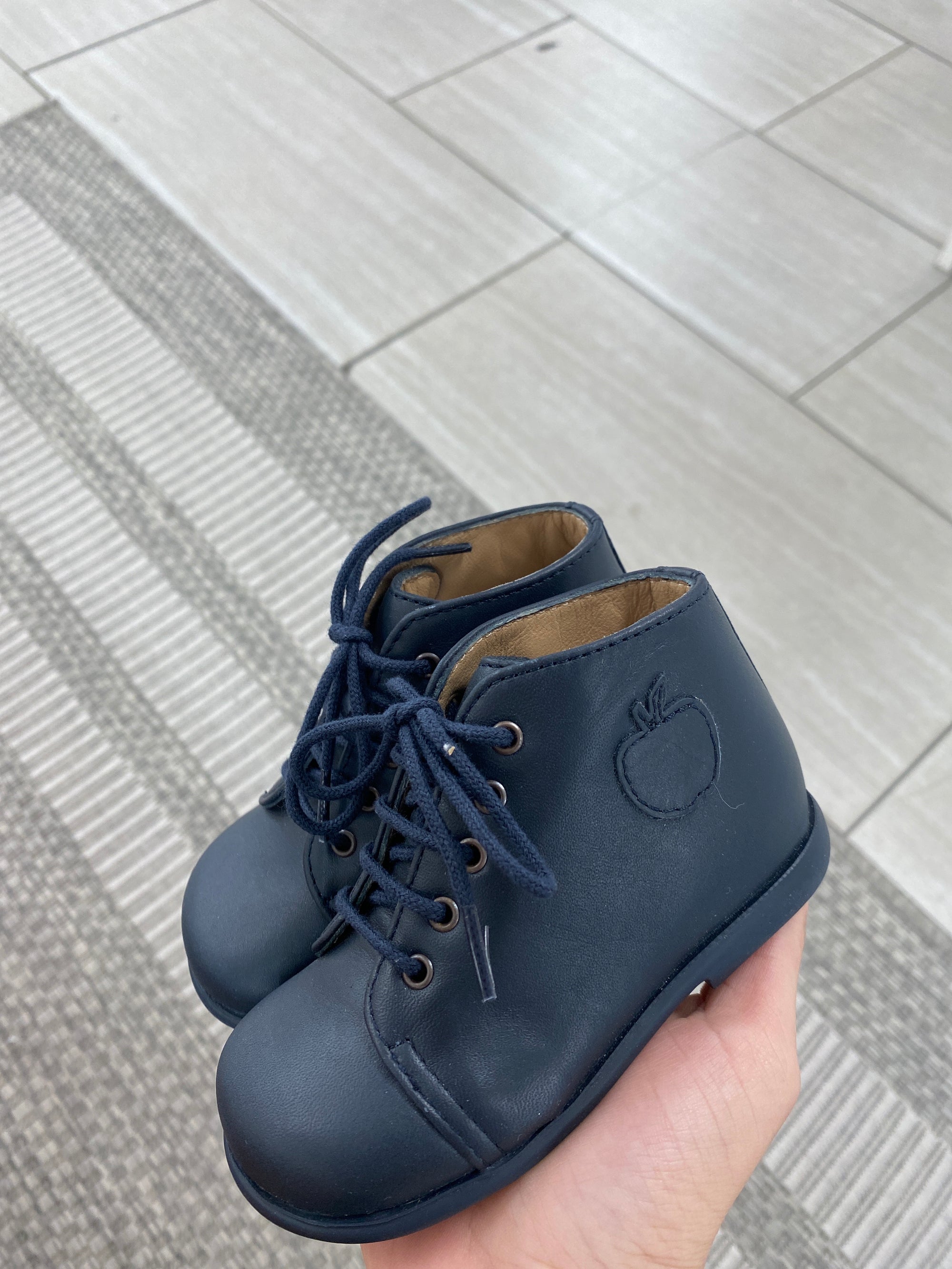 Pom D'Api Navy Lace Baby Bootie-Tassel Children Shoes