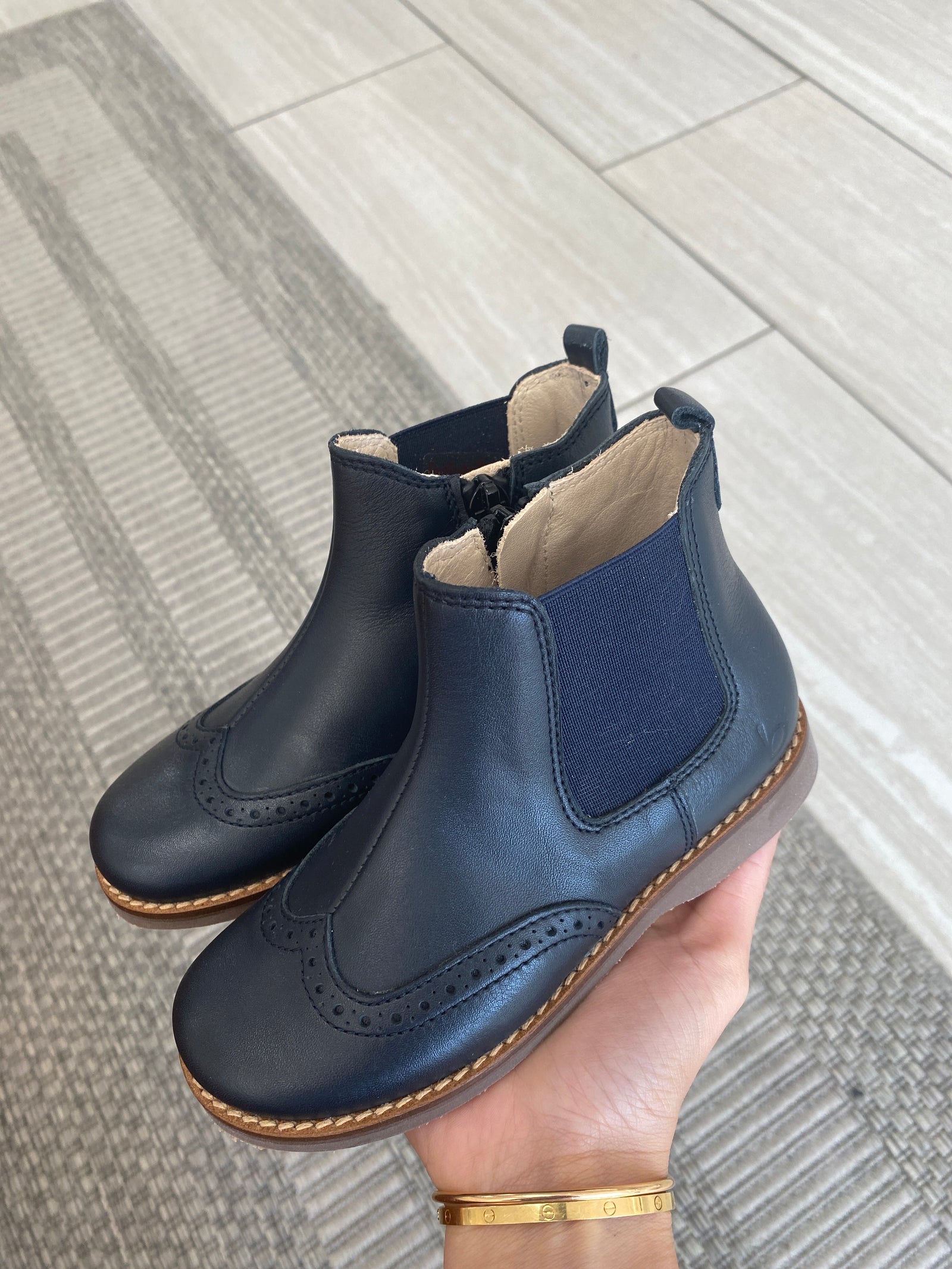 Beberlis Navy Leather Wingtip Slip On Bootie-Tassel Children Shoes