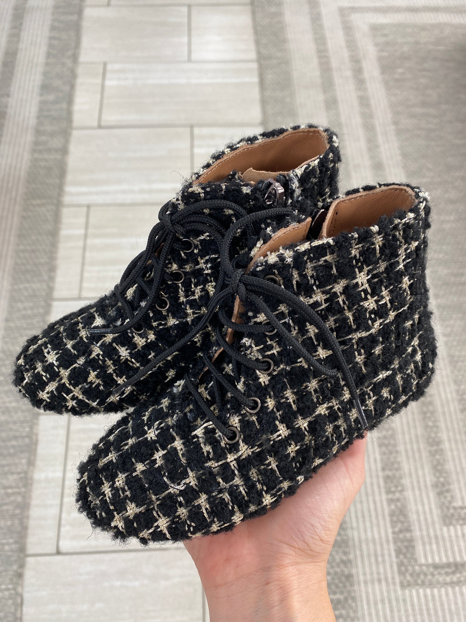 Papanatas Tweed Bootie-Tassel Children Shoes