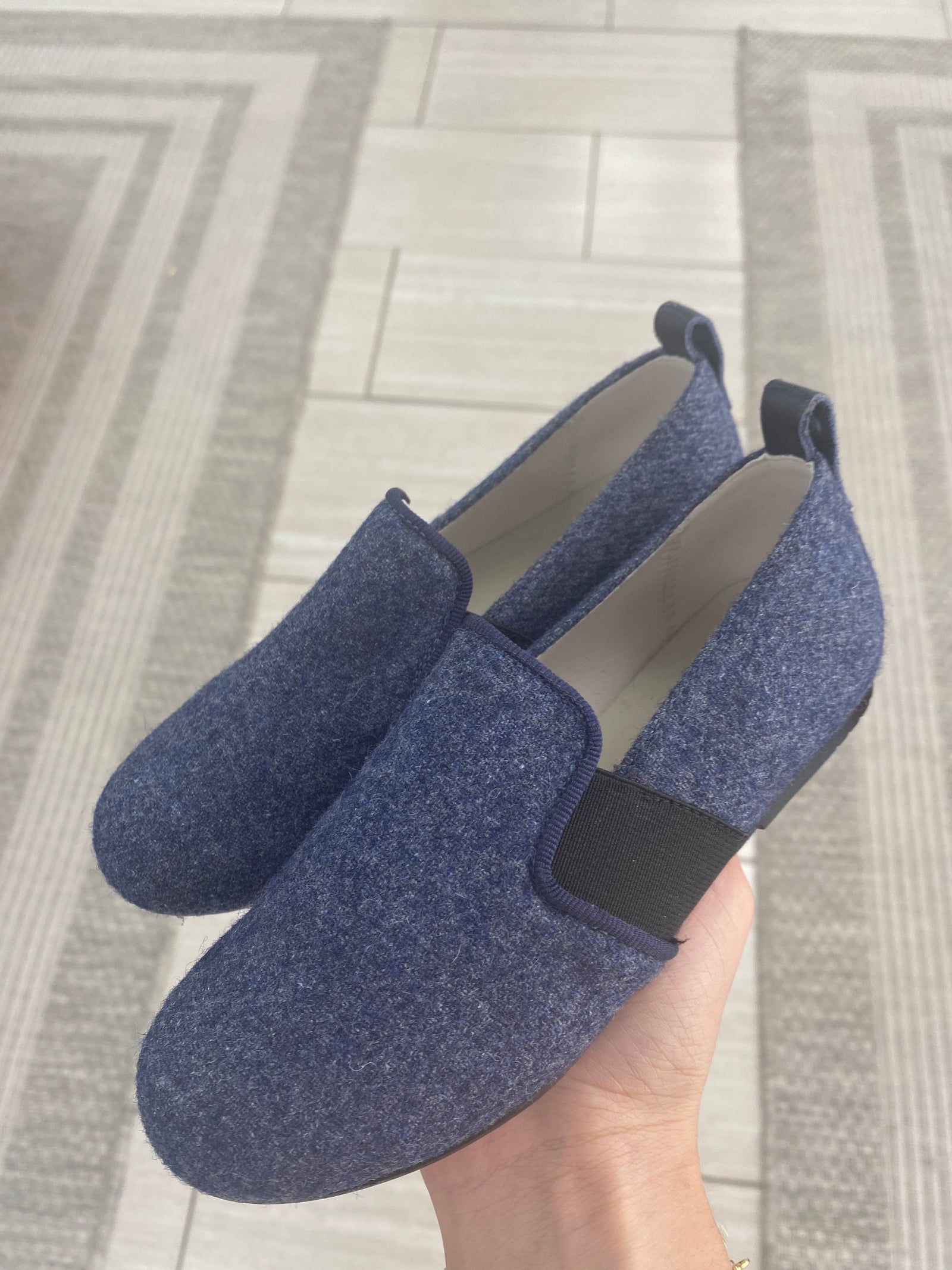 Manuela Marine Flannel Smoking Loafer-Tassel Children Shoes