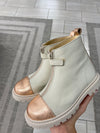 Andanines Cream and Rose Gold Zipper Boot-Tassel Children Shoes