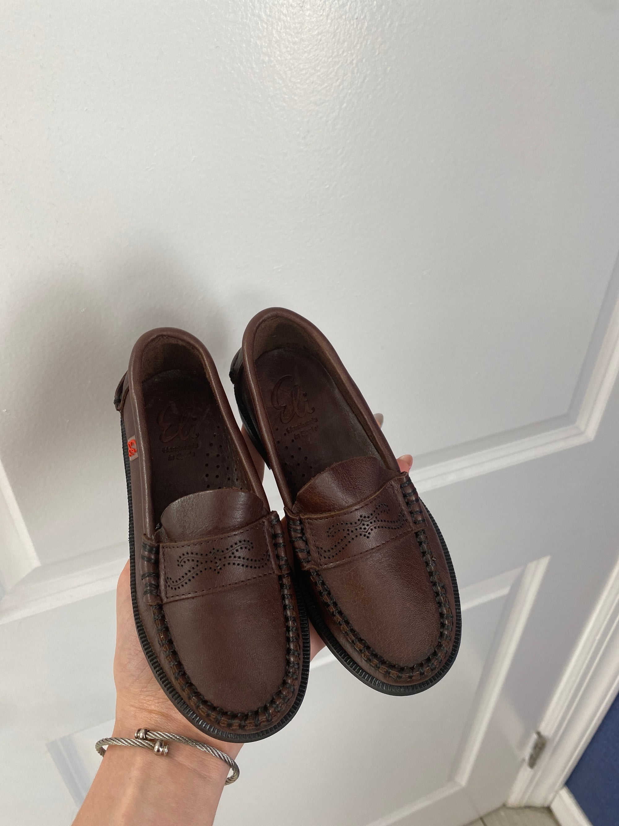 Papanatas Luggage Brown Stamp Penny Loafer-Tassel Children Shoes