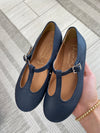 Papanatas Navy Leather T Strap Mary Jane-Tassel Children Shoes