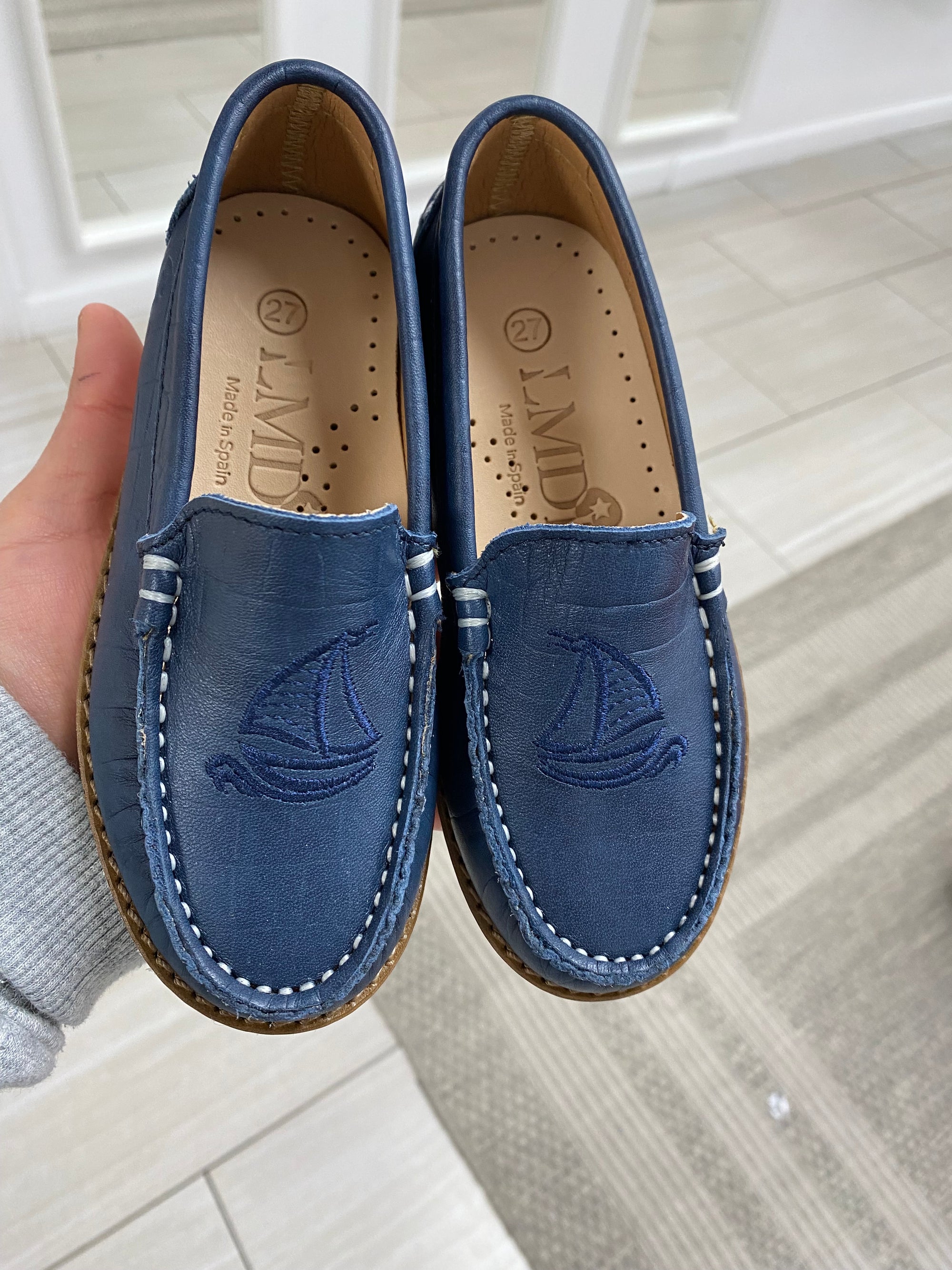 LMDI Navy Boat Embroidered Loafer-Tassel Children Shoes