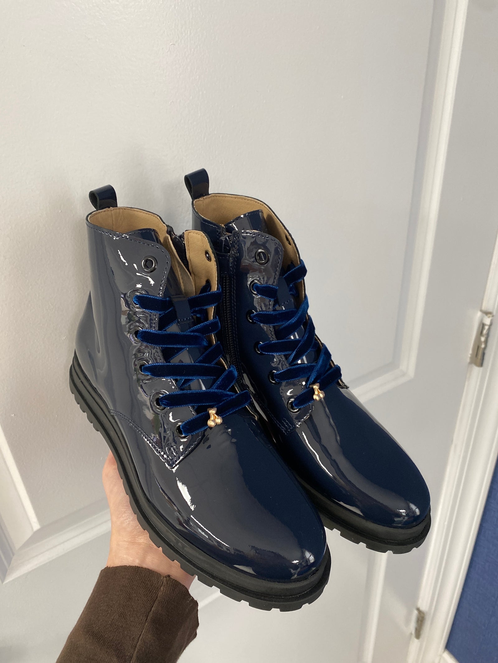 Porte Navy Patent Cherry Boot-Tassel Children Shoes