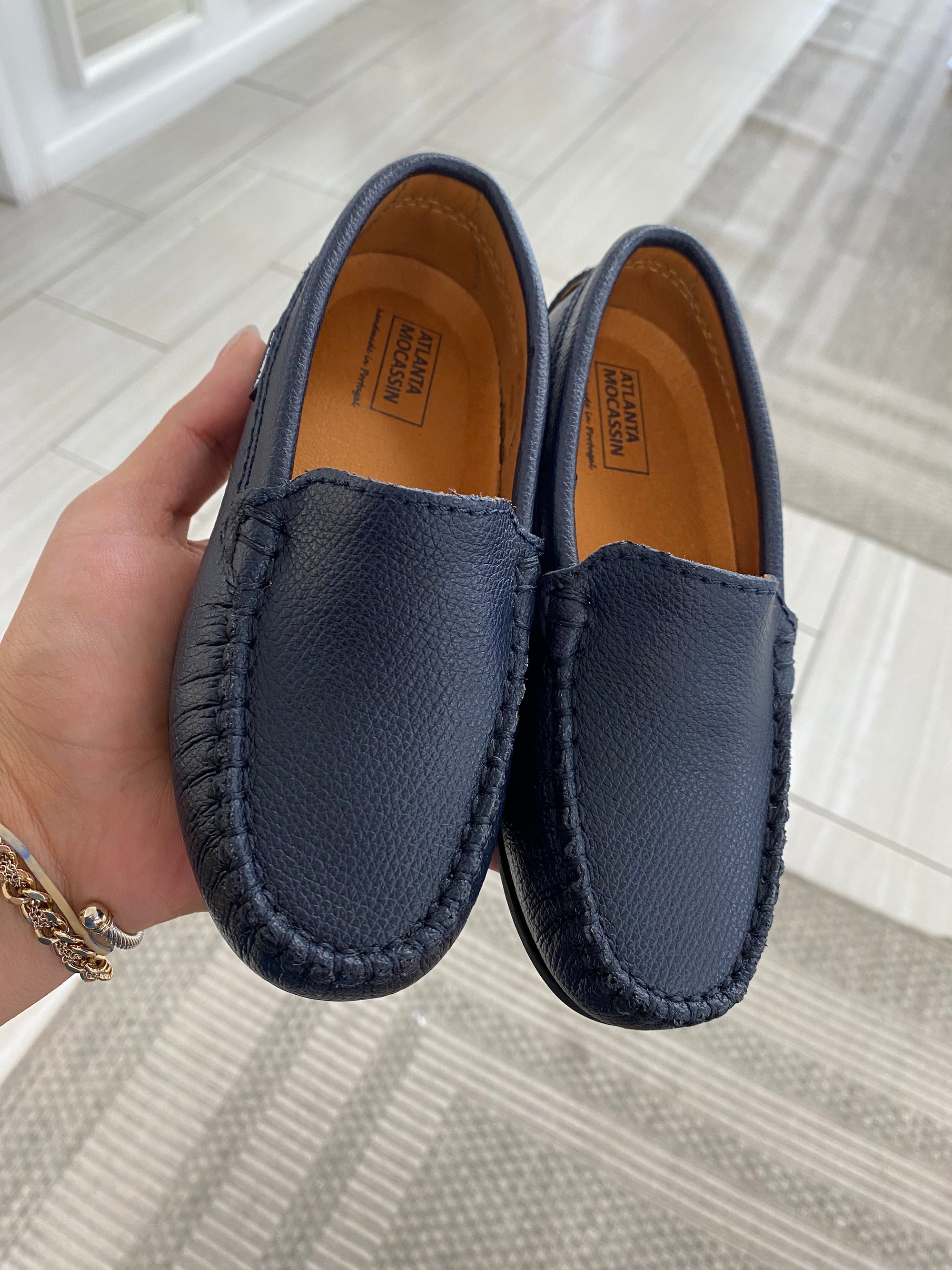 Atlanta Mocassin Dark Blue Grainy Loafer