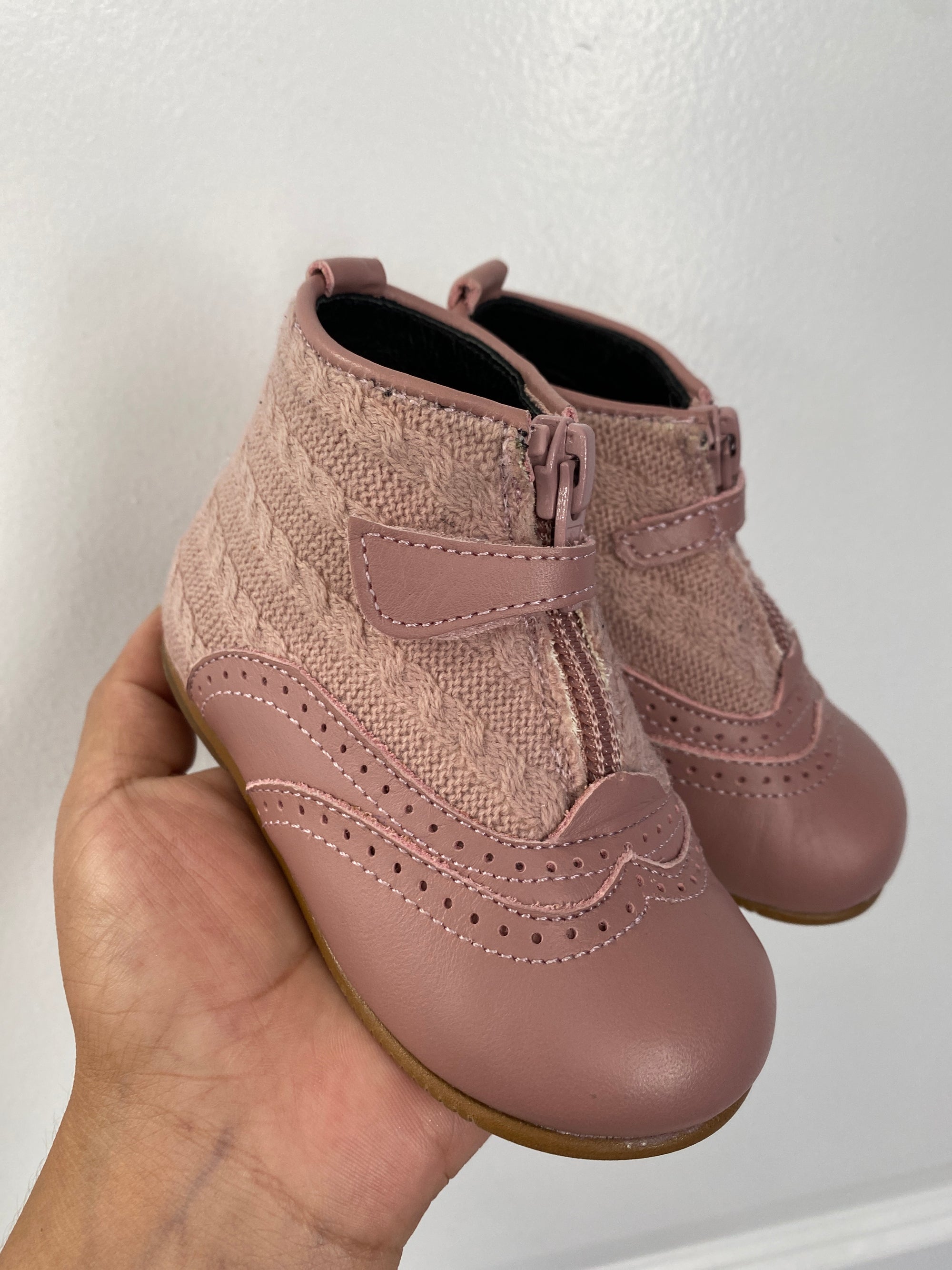 LMDI Rose Cableknit Zipper Bootie-Tassel Children Shoes