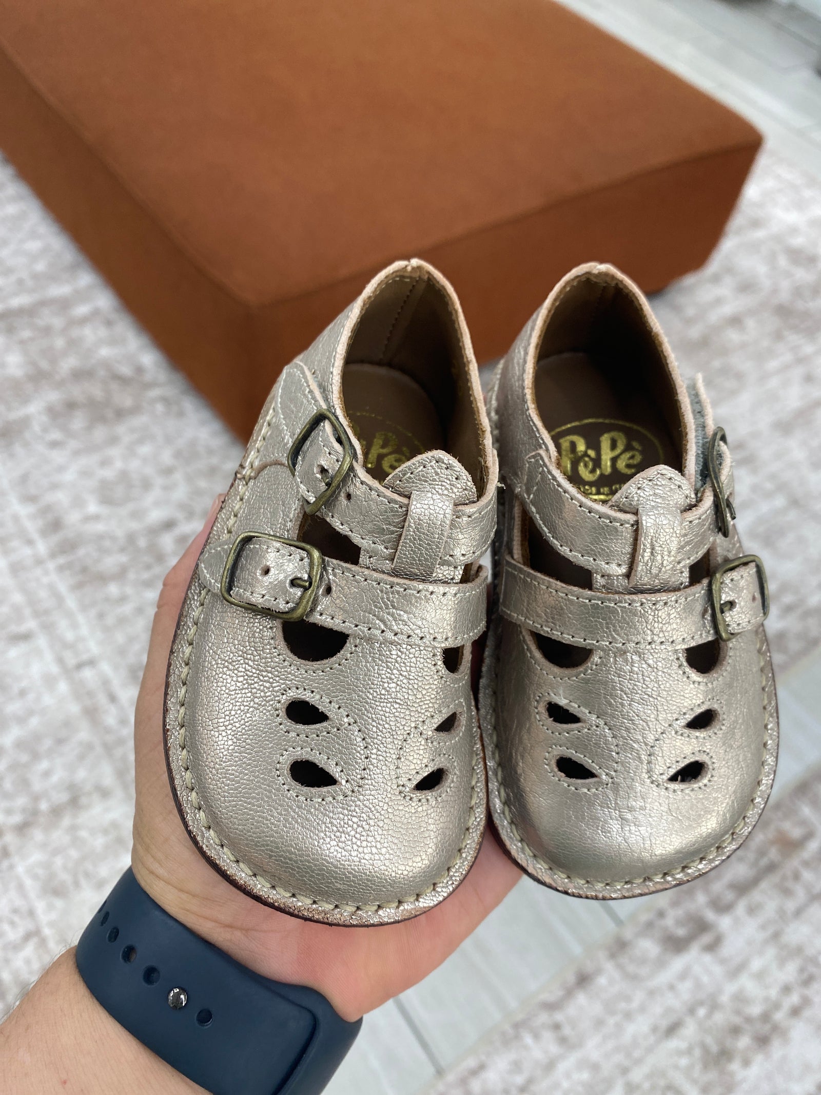 Pepe Light Gold Vintage T Strap-Tassel Children Shoes