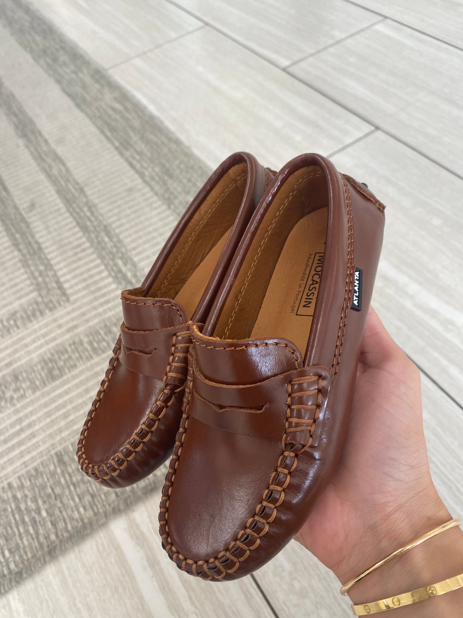 Atlanta Mocassin Camel Stitch Driving Loafer-Tassel Children Shoes