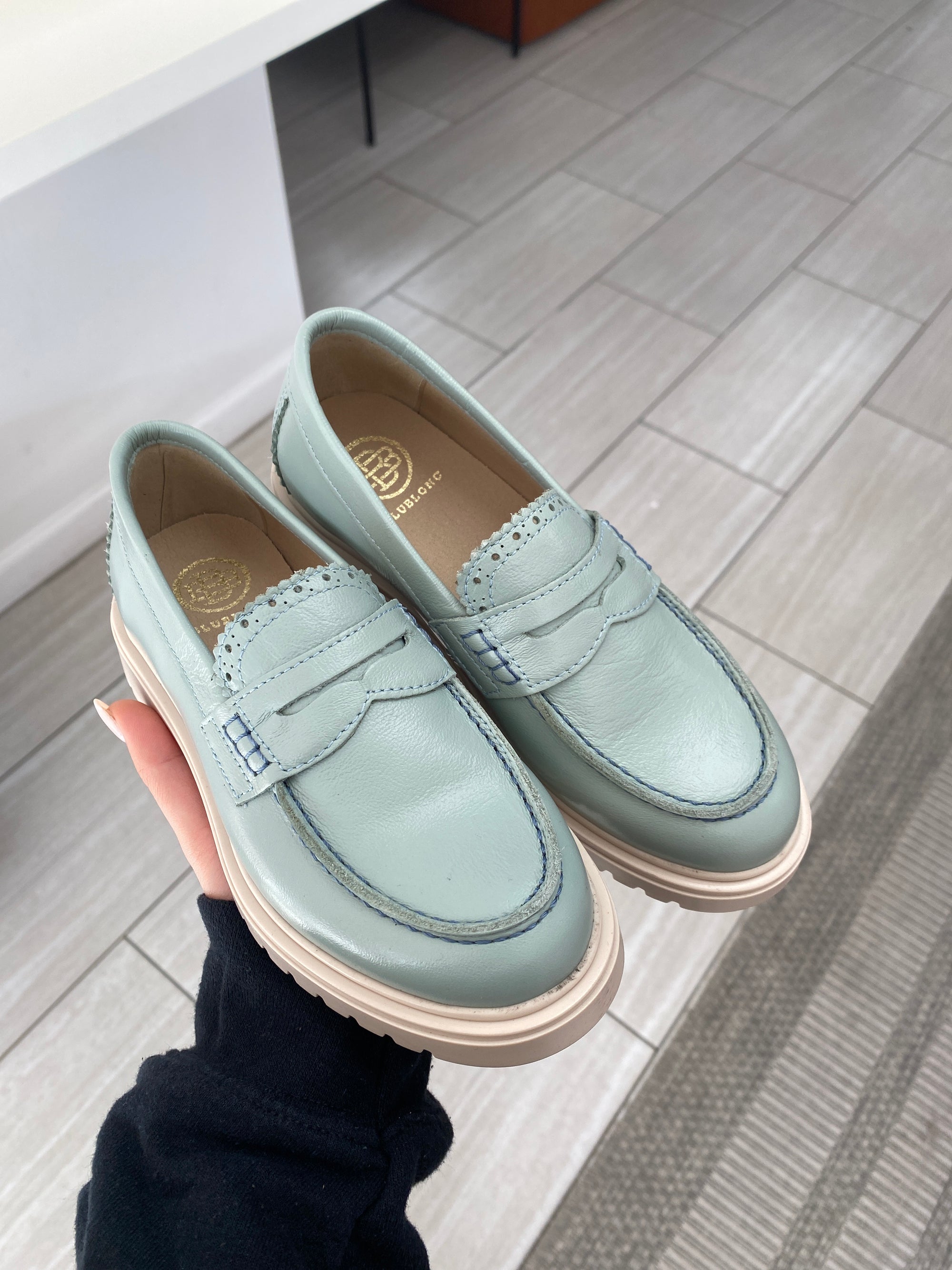 Blublonc Mint Scalloped Chunky Loafer-Tassel Children Shoes