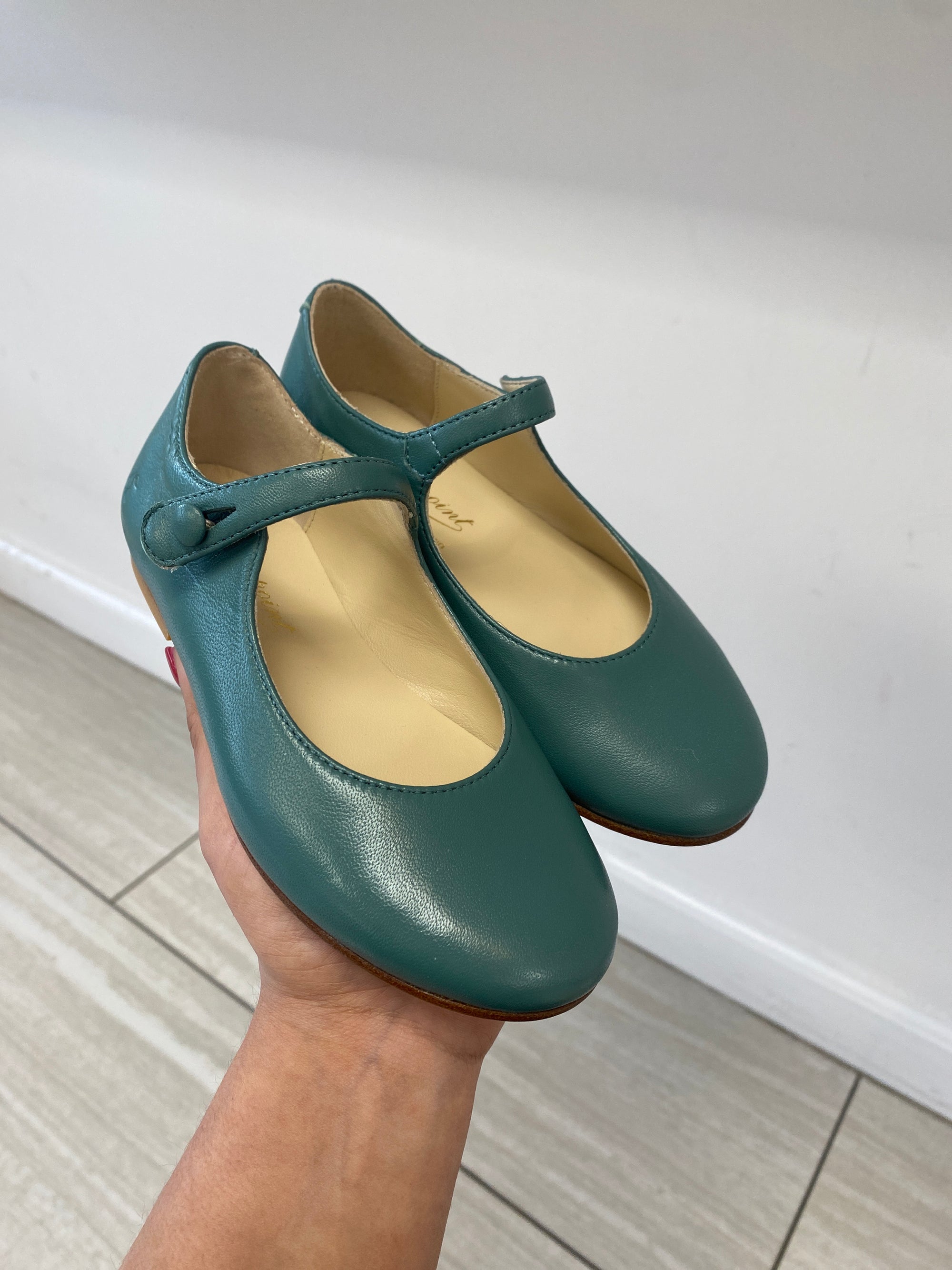 Bonpoint Vert Green Mary Jane-Tassel Children Shoes