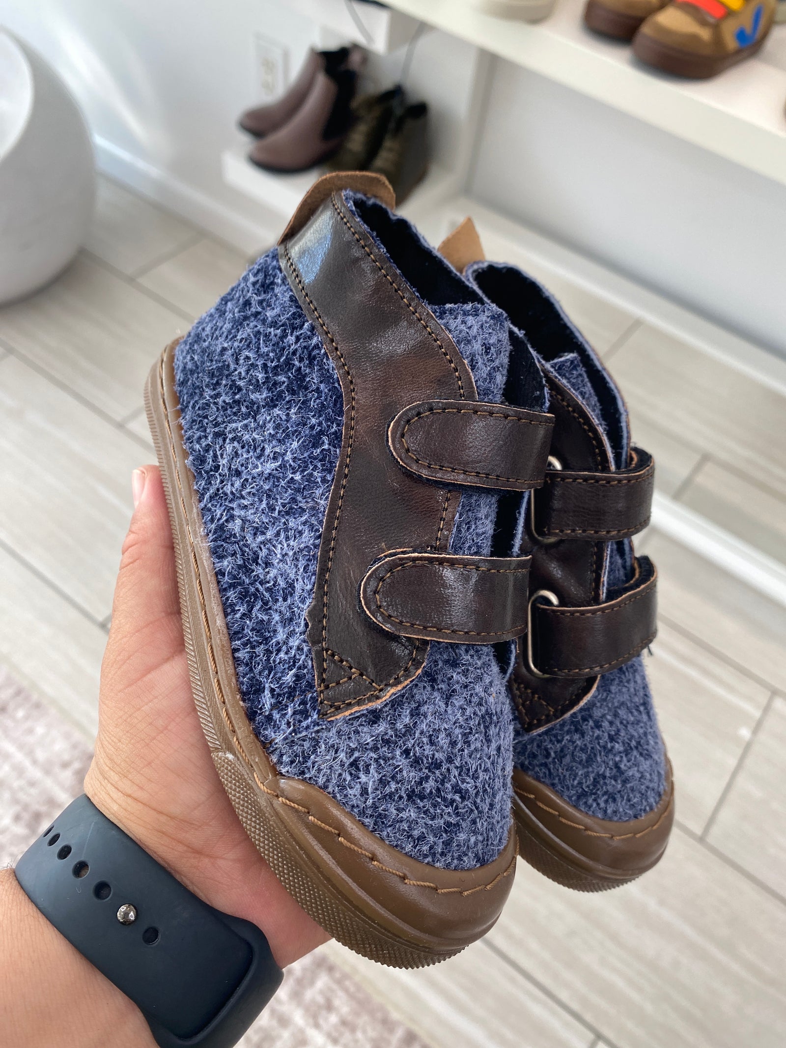 Pepe Blue and Brown Velcro Sneaker-Tassel Children Shoes