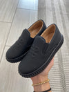 Porte Black Gum Logo Slip On Sneaker-Tassel Children Shoes