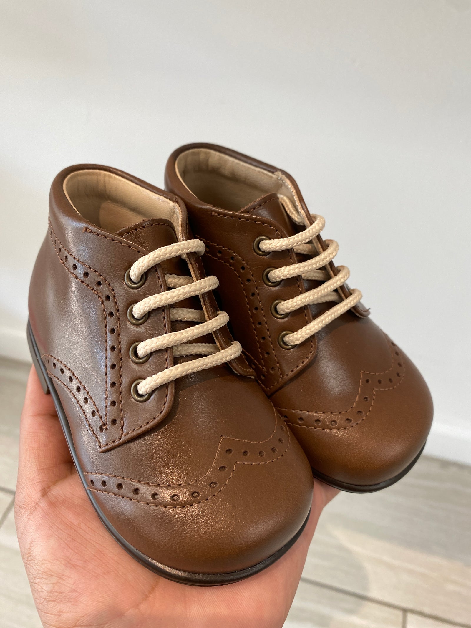 Beberlis Luggage Brown Wingtip Baby Bootie-Tassel Children Shoes