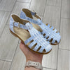 Manuela Denim Leather Gladiator Sandal-Tassel Children Shoes