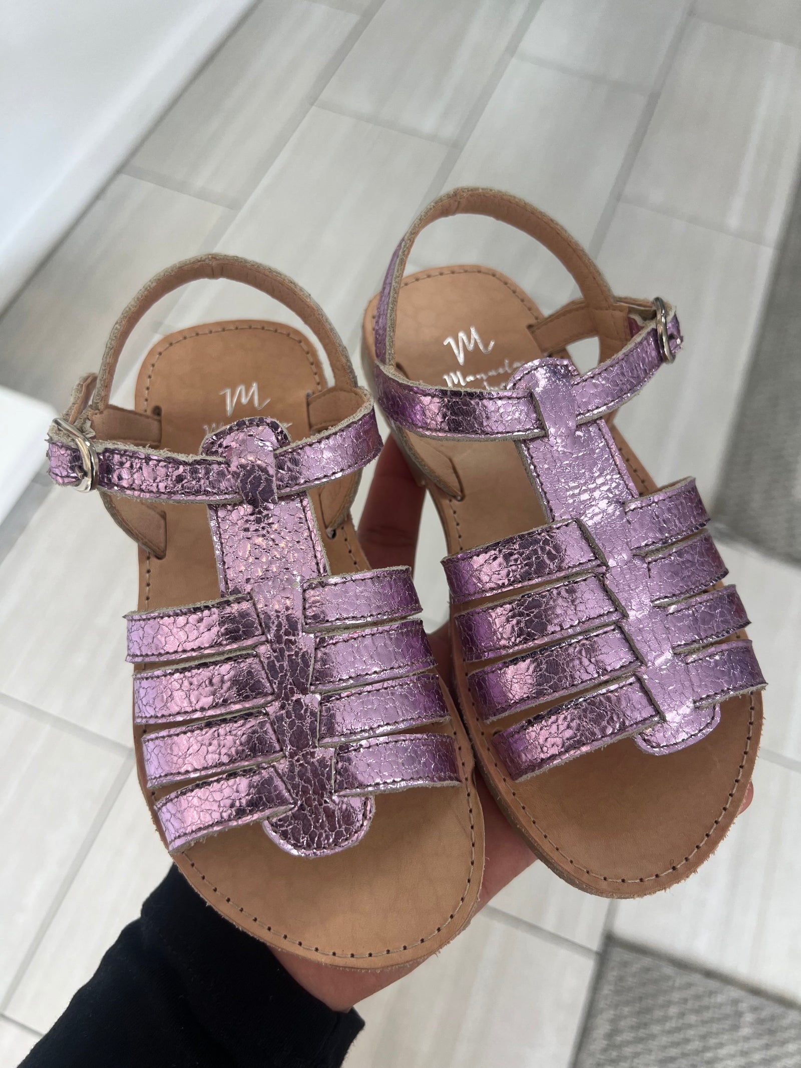 Manuela Pink Metallic Sandal-Tassel Children Shoes