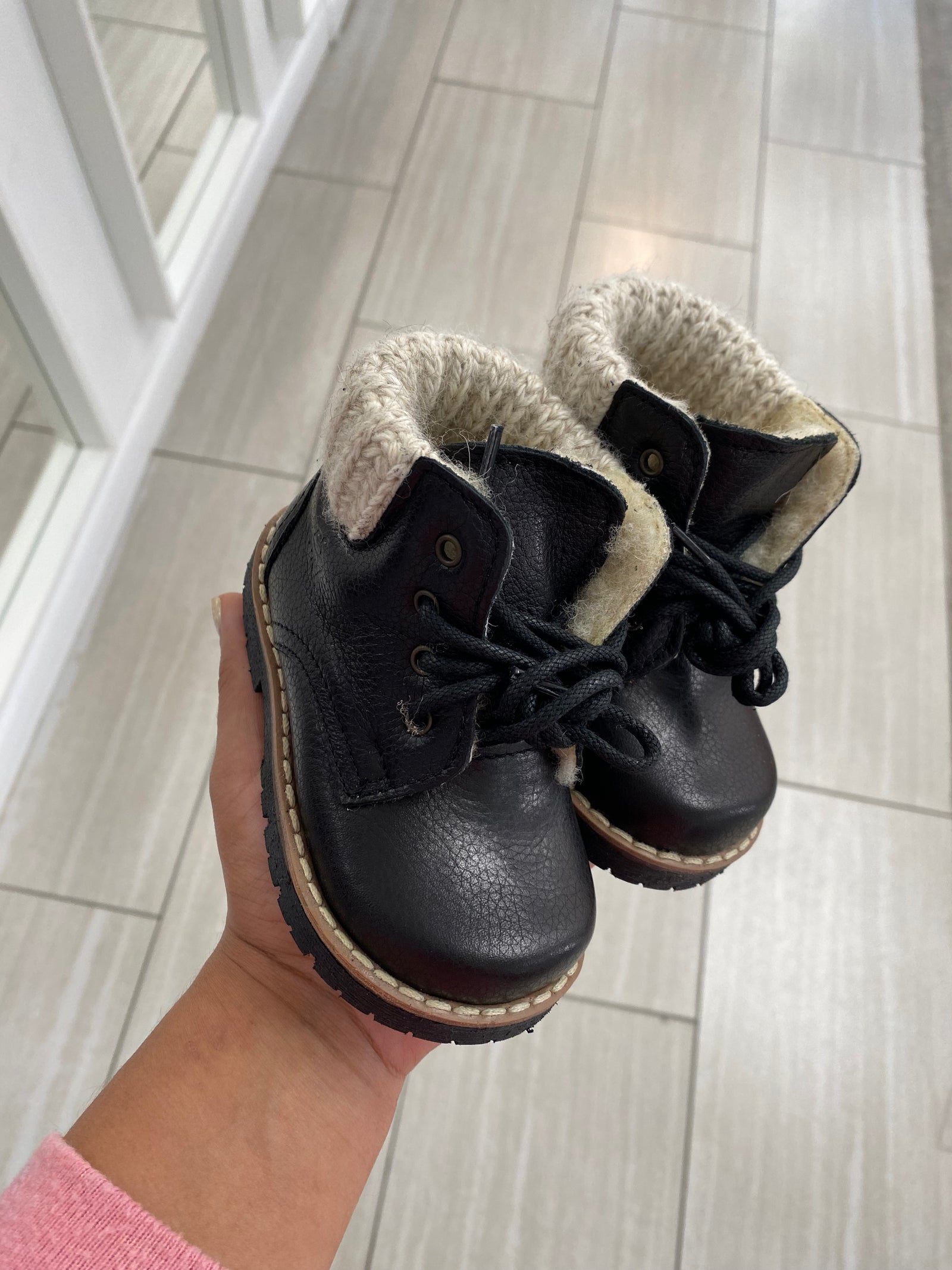 Emel Black Sweater Baby Boot-Tassel Children Shoes