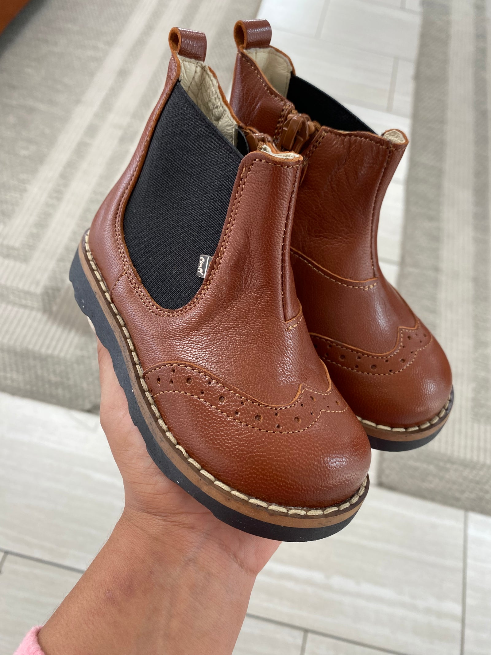 Emel Cognac Elastic Bootie-Tassel Children Shoes