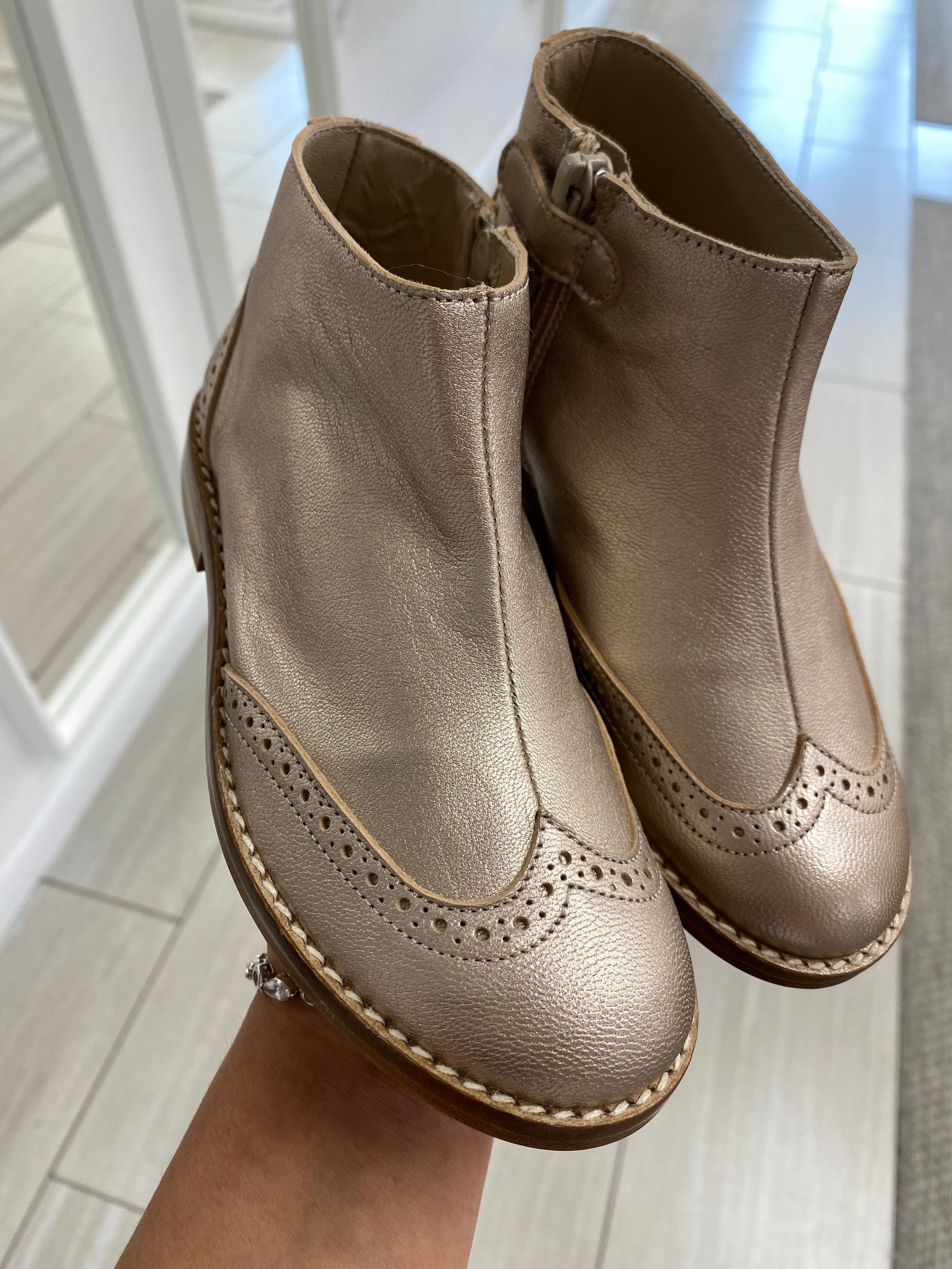 Bonpoint Rose Gold Wingtip Dress Boot-Tassel Children Shoes