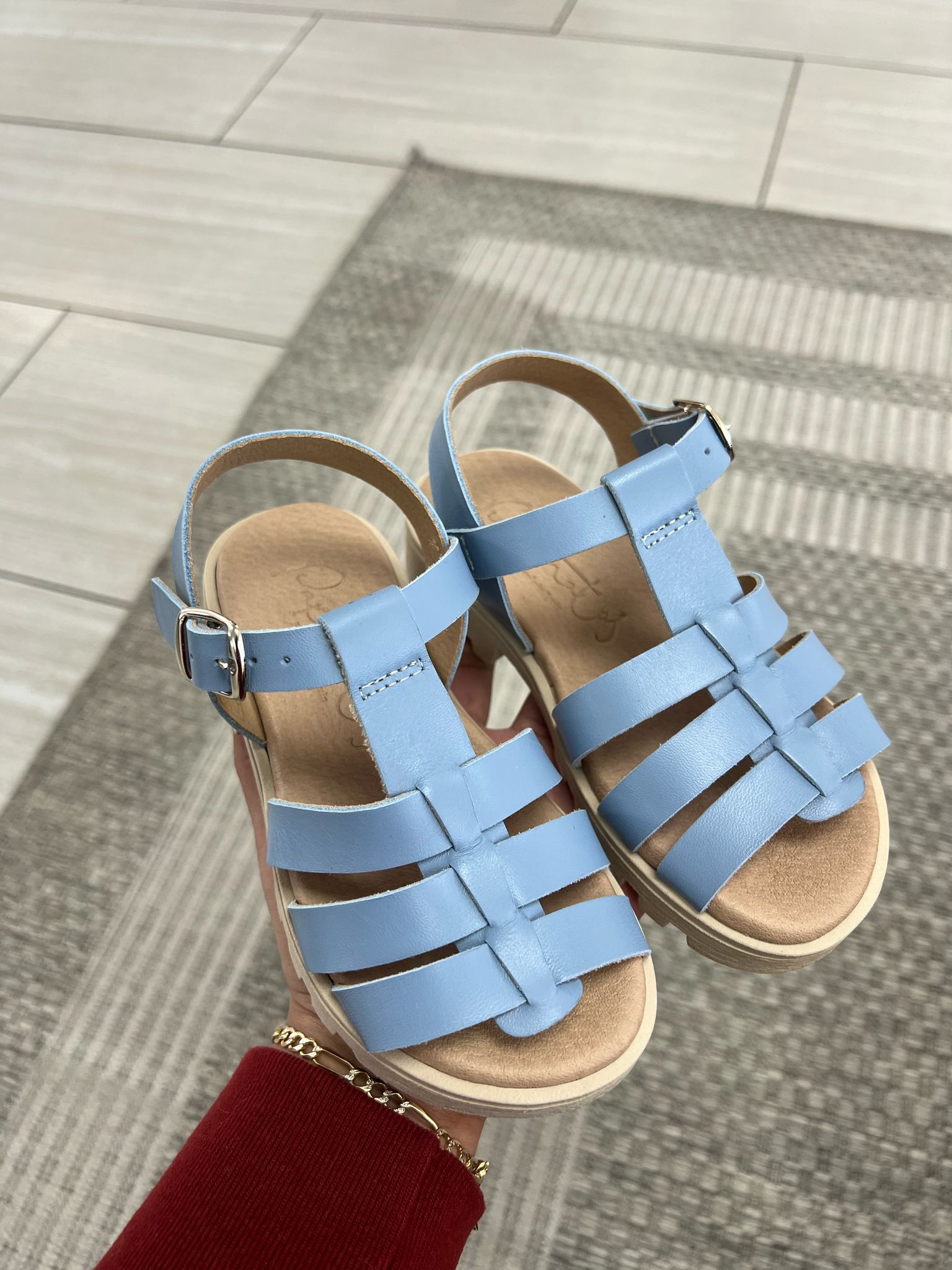 Papanatas Blue Steel Platform Sandal-Tassel Children Shoes